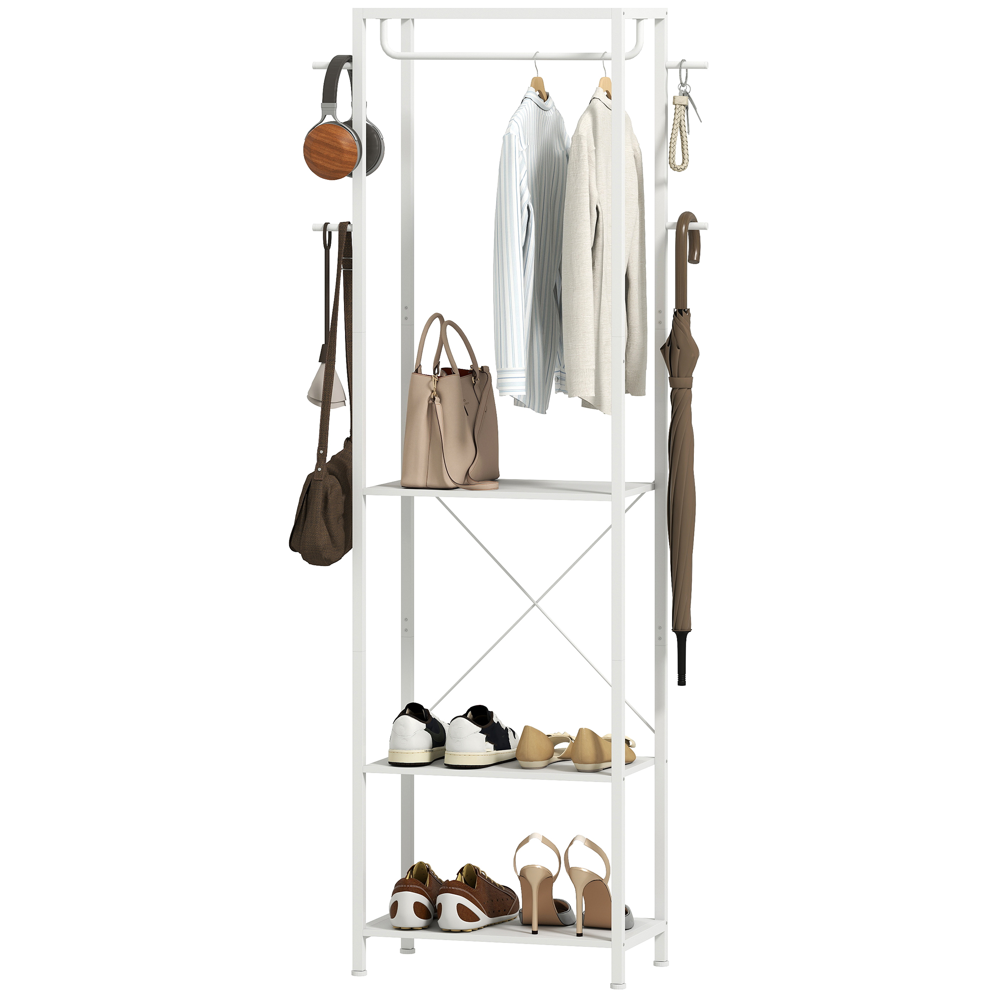 HOMCOM Porte-manteau Avec Crochets, Portant à Chaussures, Pour Entrée