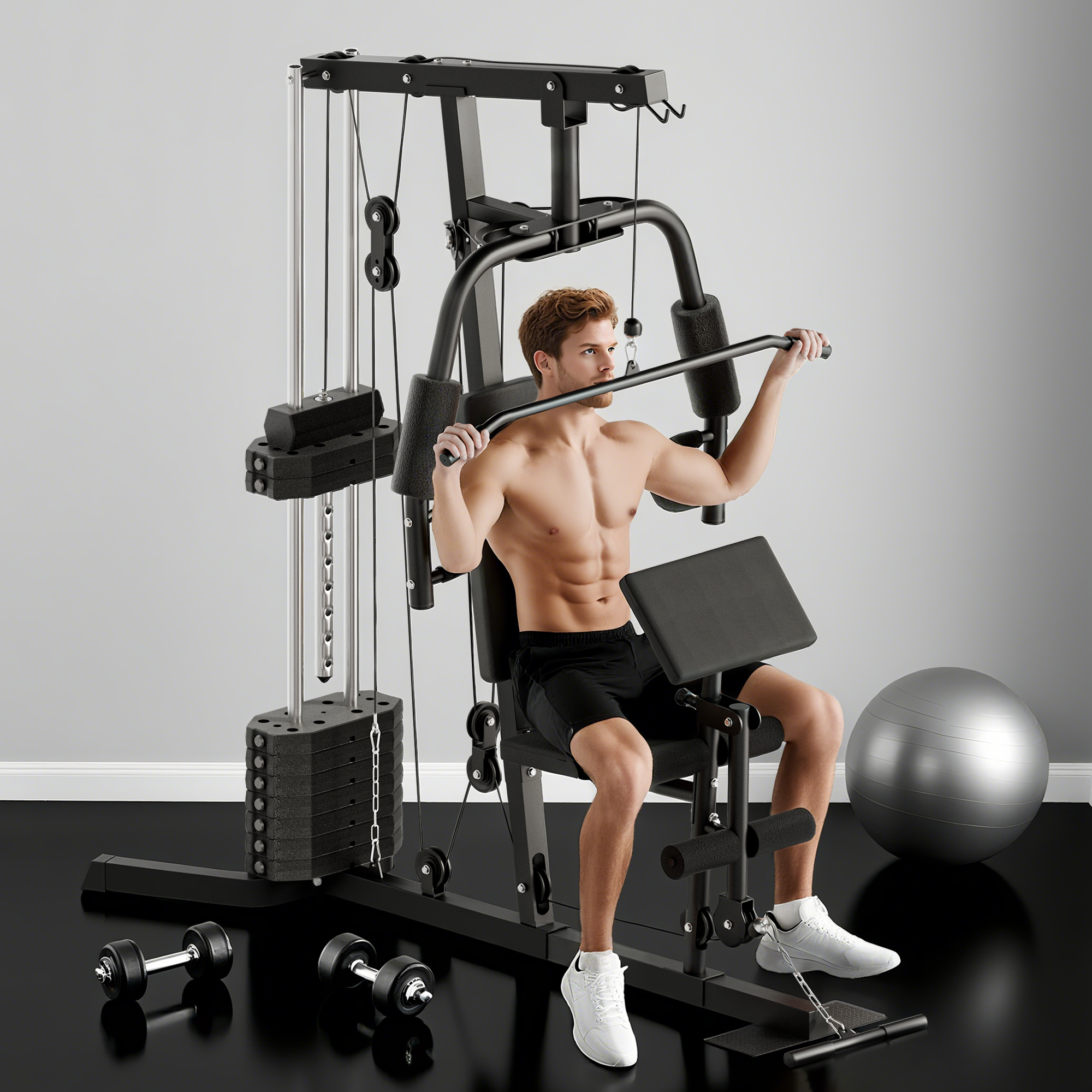 HOMCOM Multi-Exercise Gym Station, with 45kg Weight Stack, for Full Body Workout 2