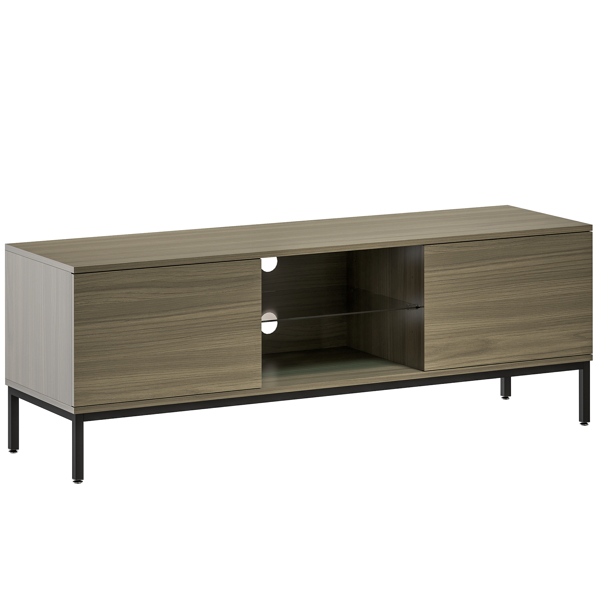 HOMCOM Mueble de TV con Compartimento Orificio de Cables y Estante Ajustable para Televisión de 60 Pulgadas 140x40x49,5 cm Gris