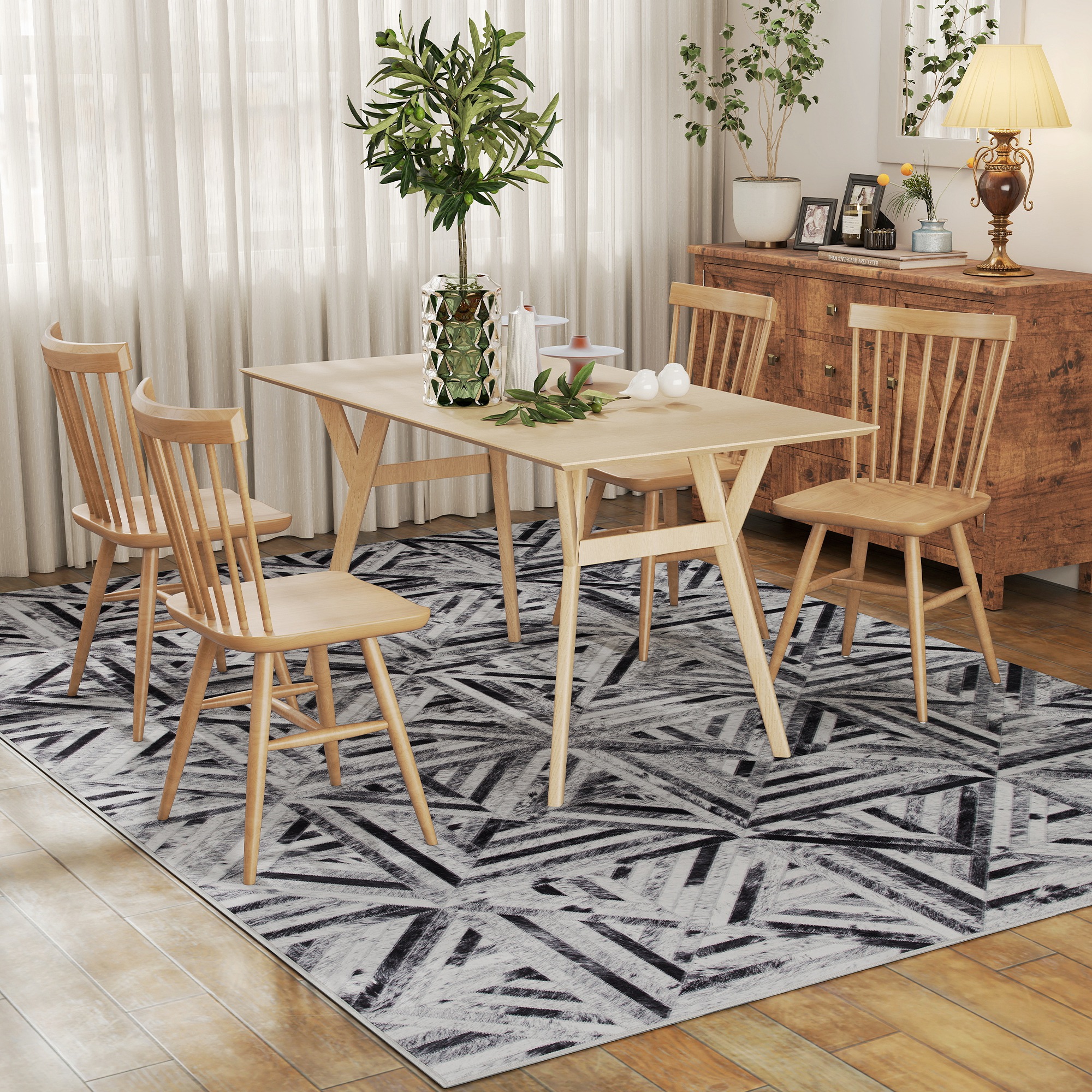 HOMCOM Modern Area Rug, Triangle Pattern Non-Slip Washable Rug, Chenille Floor Carpet for Living Room, Bedroom, Dining Room, Home Office, 290 x 200 cm, Black 9