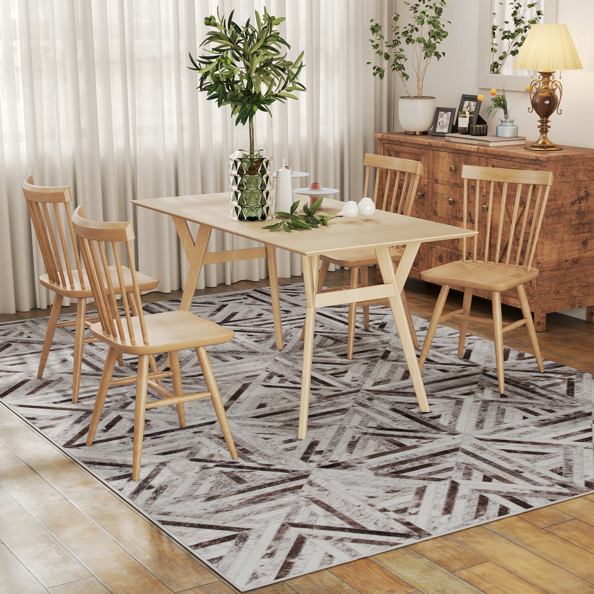 HOMCOM Modern Area Rug, Triangle Pattern Non-Slip Washable Rug, Chenille Floor Carpet for Living Room, Bedroom, Dining Room, Home Office, 290 x 200 cm, Brown 9