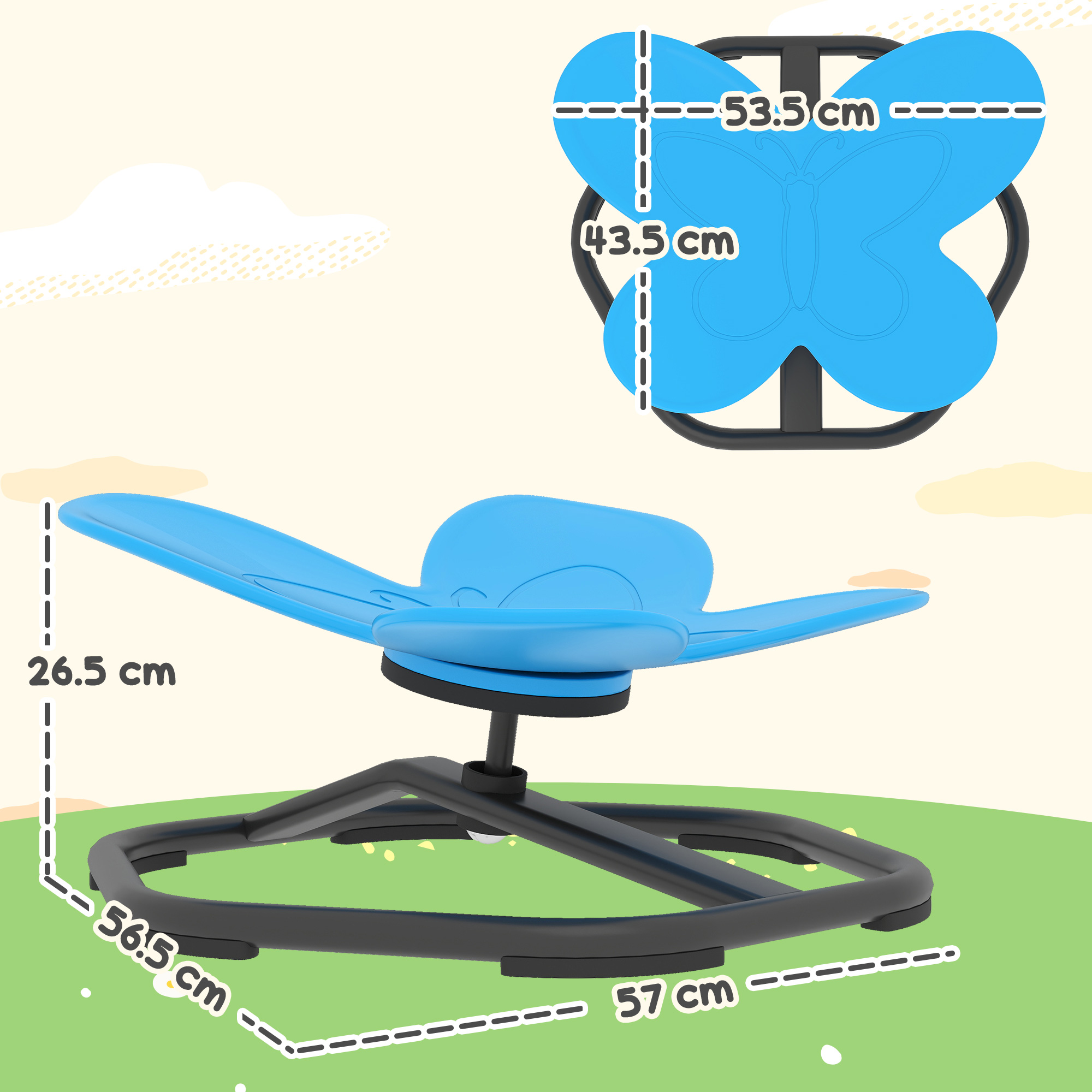 AIYAPLAY Butterfly-Shaped-kids Swivel Chair, Sensory Spinning Chair for Balance, Coordination Training, Blue 3