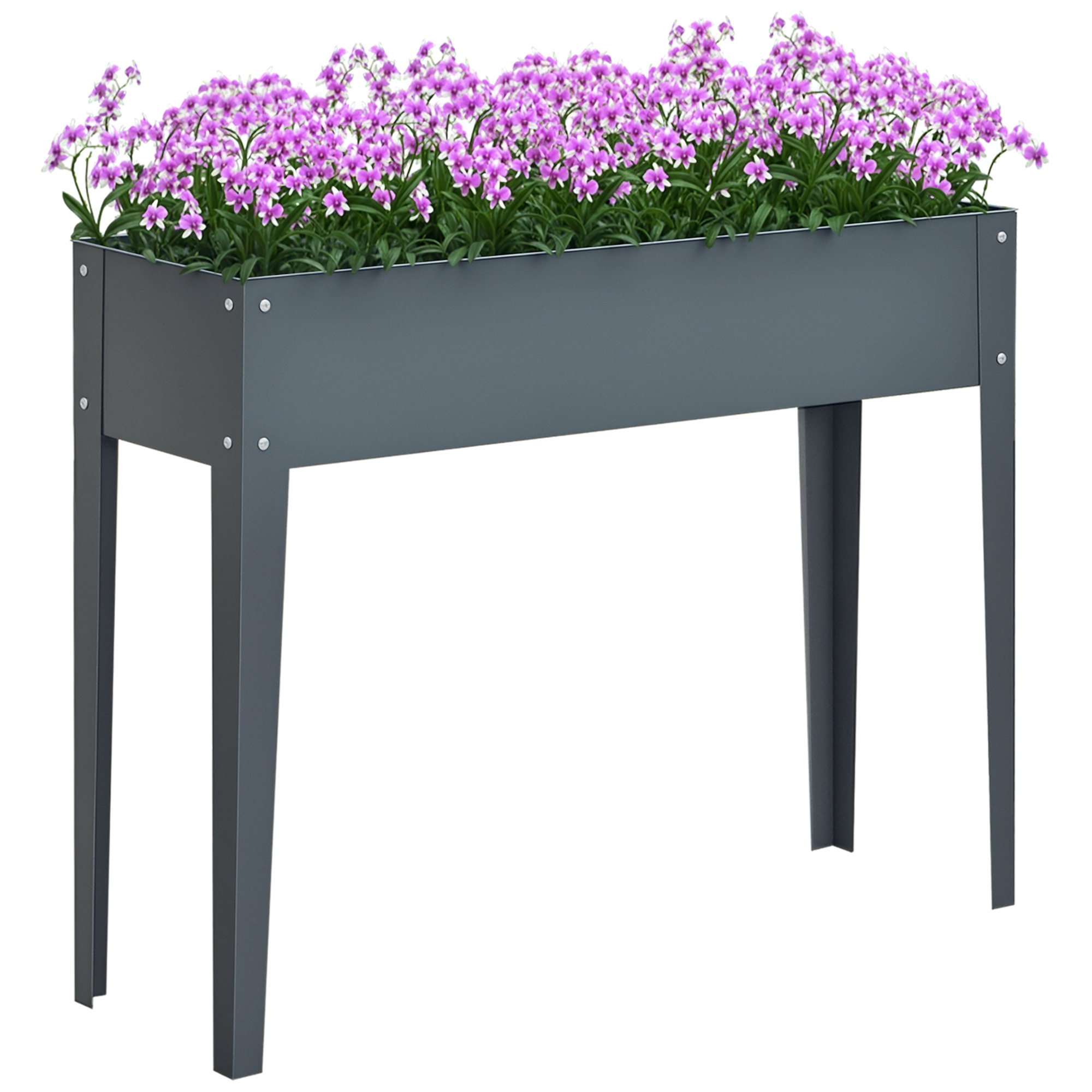 Outsunny Jardinera Elevada de Madera 100x30x80 cm Cama de Cultivo Rectangular para Plantas Verduras Flores con Drenaje | Aosom España