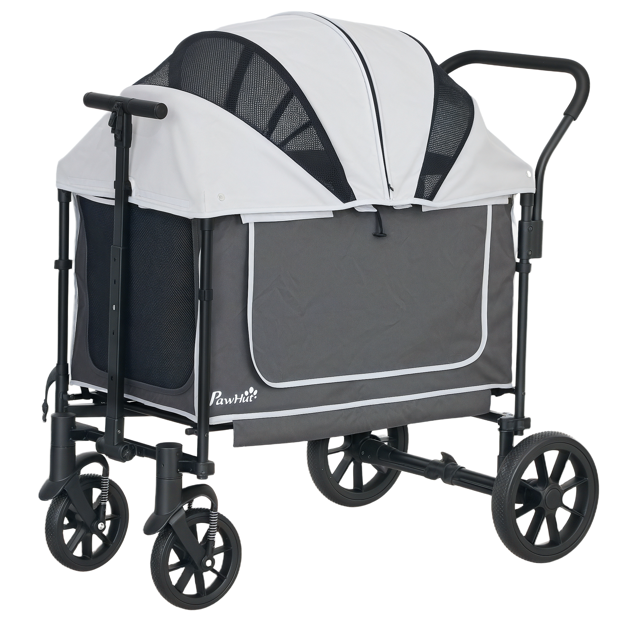 Comparer les prix de PawHut Chariot pour chiens Hundebuggy pliable pour chiens & chats jusqu'à 30 kg 110 x 65 x 102 cm Gris foncé