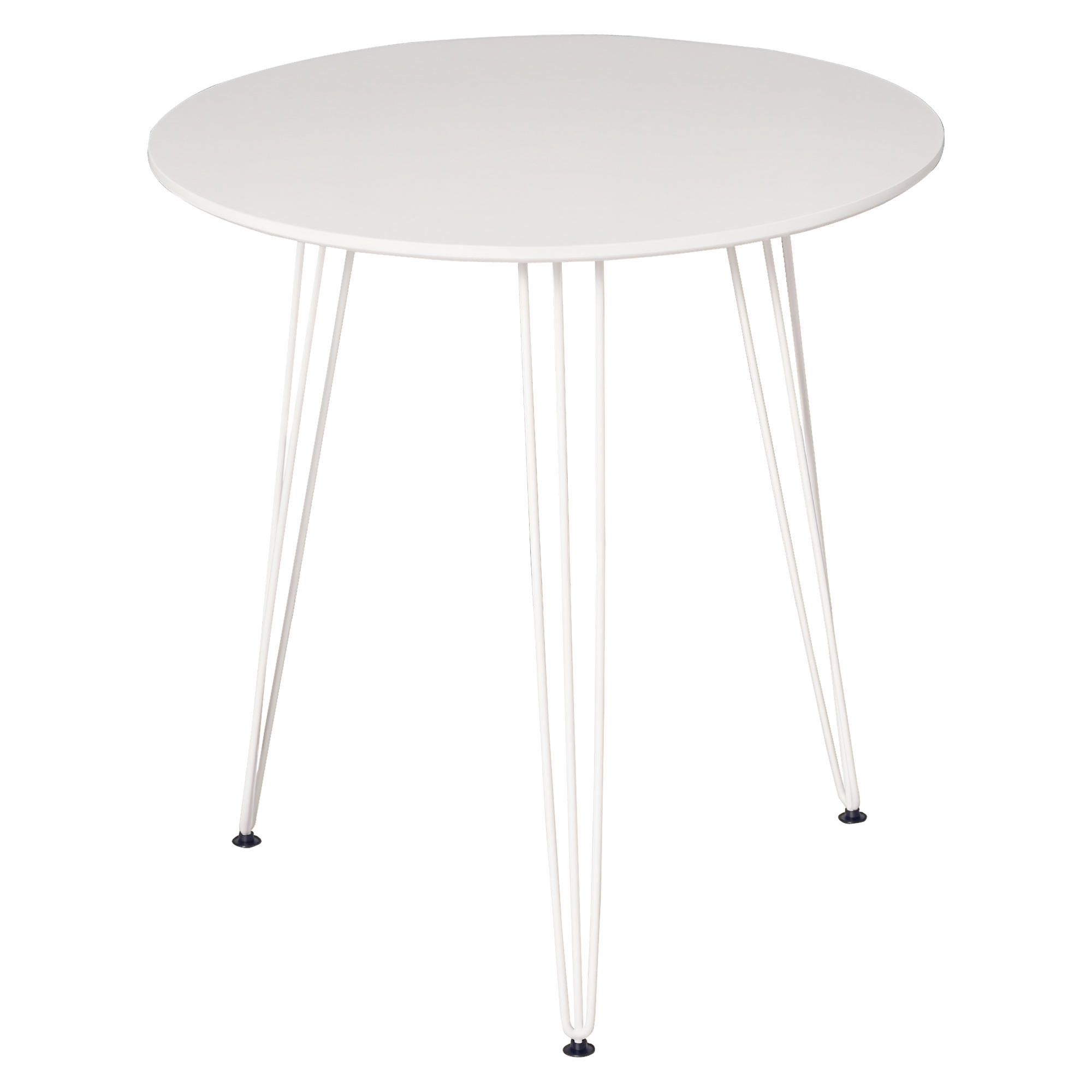 HOMCOM Mesa de Comedor Redonda Estilo Moderno Nórdico con Patas de Horquilla Metálicas para Cocina Salón Ø70x75 cm Blanco | Aosom España