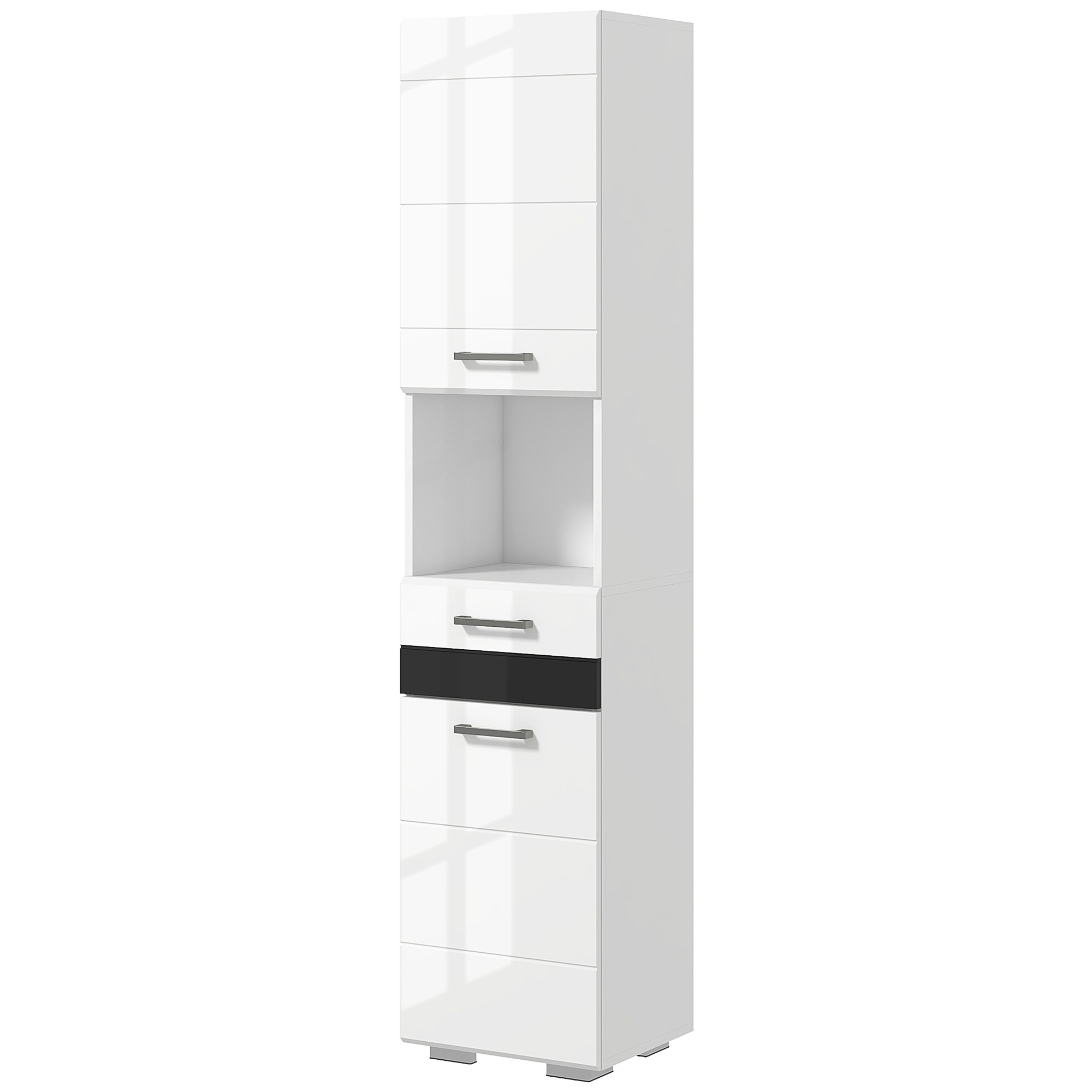kleankin Colonne Salle de Bain en MDF avec Étagère Ouverte, Tiroir et Armoire Fermée, 37x32.5x170 cm, Blanc