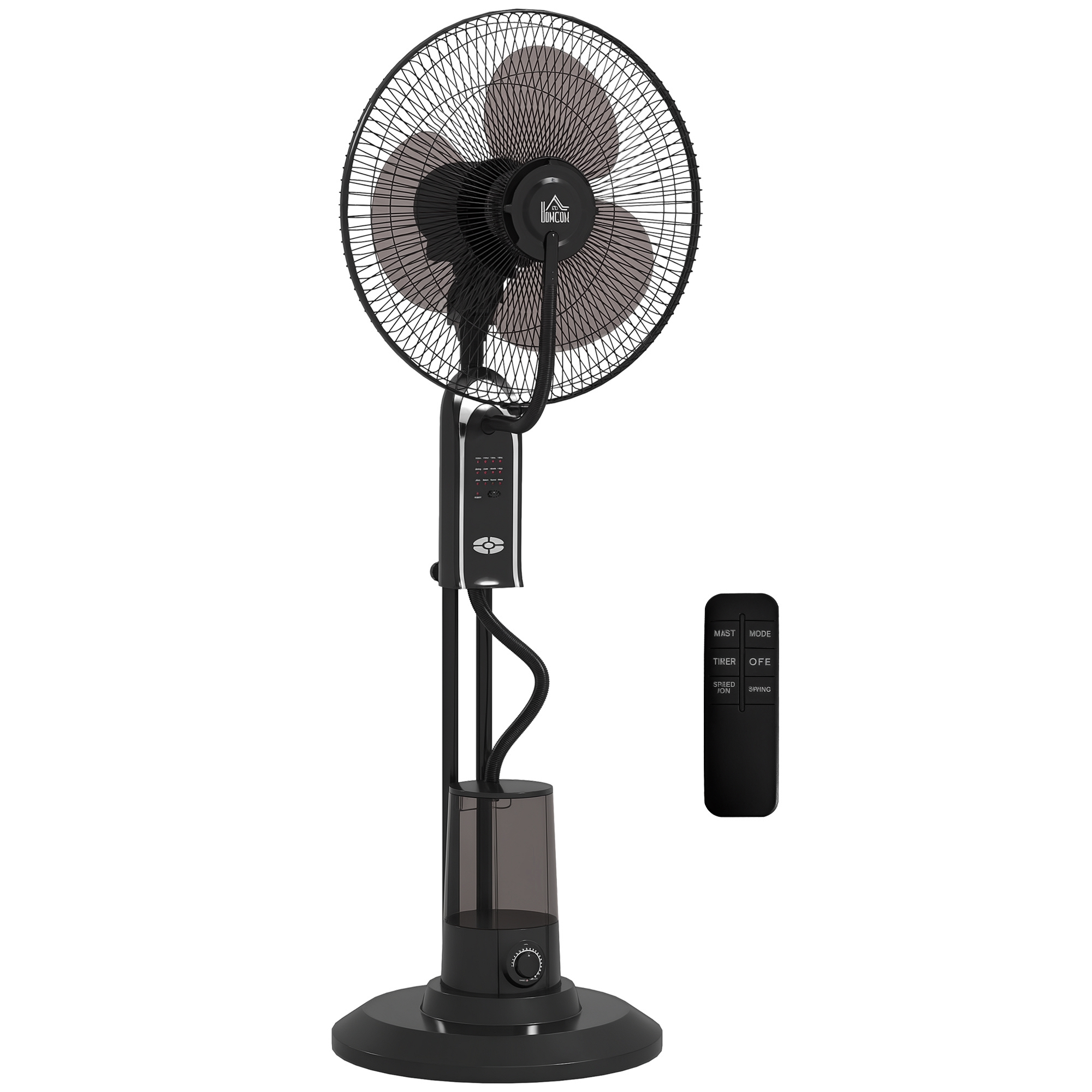 HOMCOM Ventilator cu Pulverizare de Apă, 3 Viteze și 3 Moduri cu Telecomandă, Negru | Aosom Romania