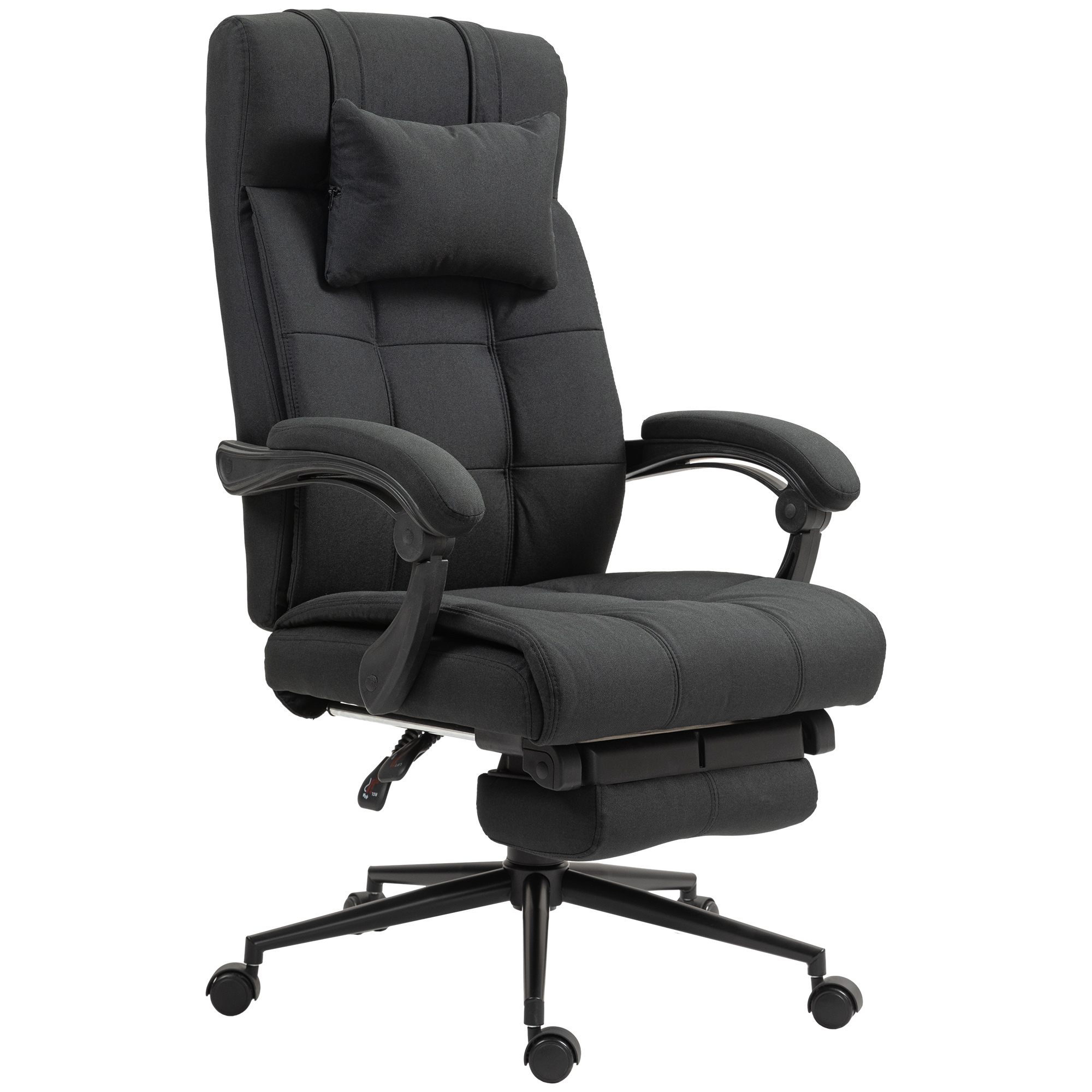 Vinsetto Fauteuil de bureau avec repose-pieds, chaise de bureau, chaise pivotante avec appui-tête, noir