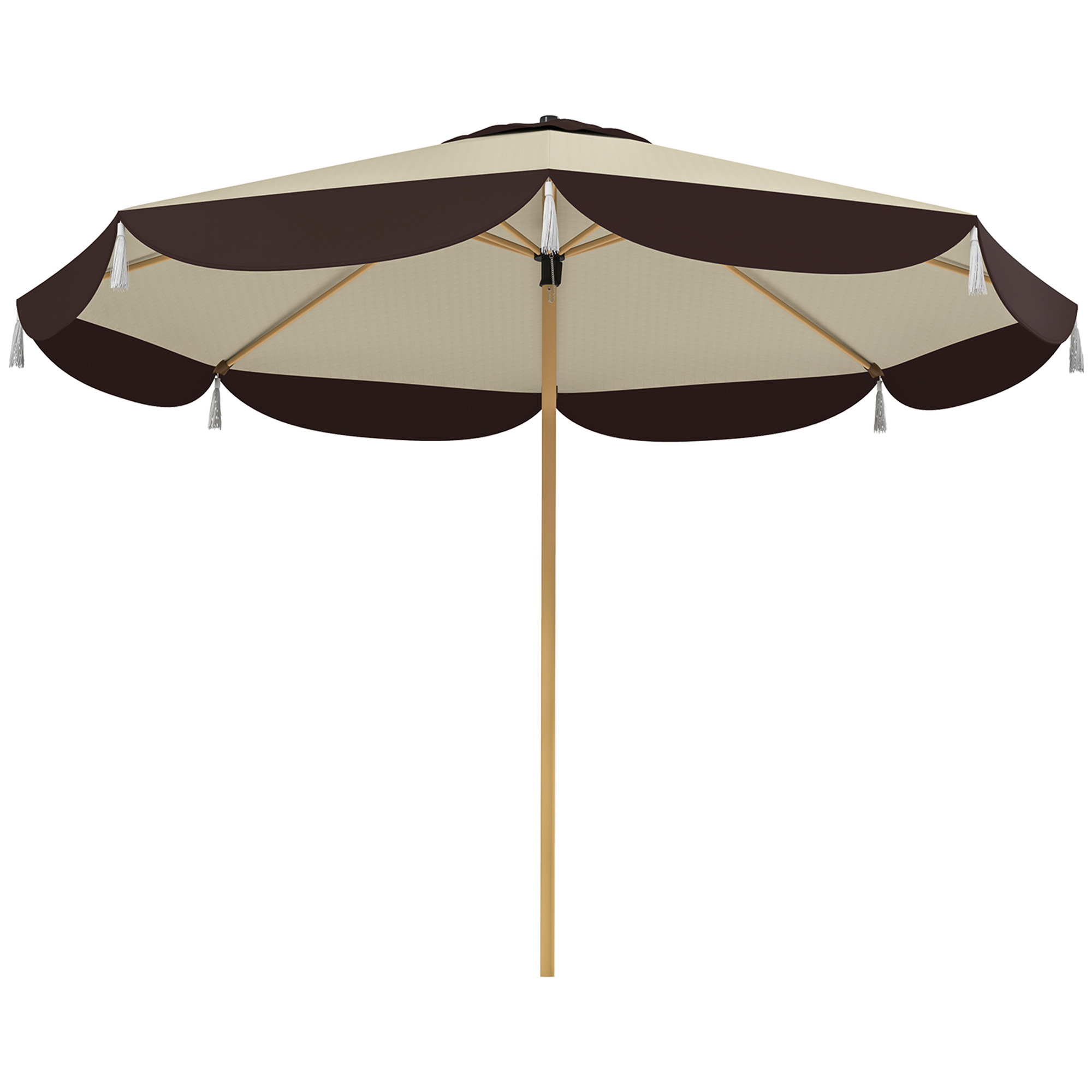Outsunny Parasol de Jardin Ø2.6 m avec Couverture UV50+, Ouverture d'Aération et 8 Baleines, Beige