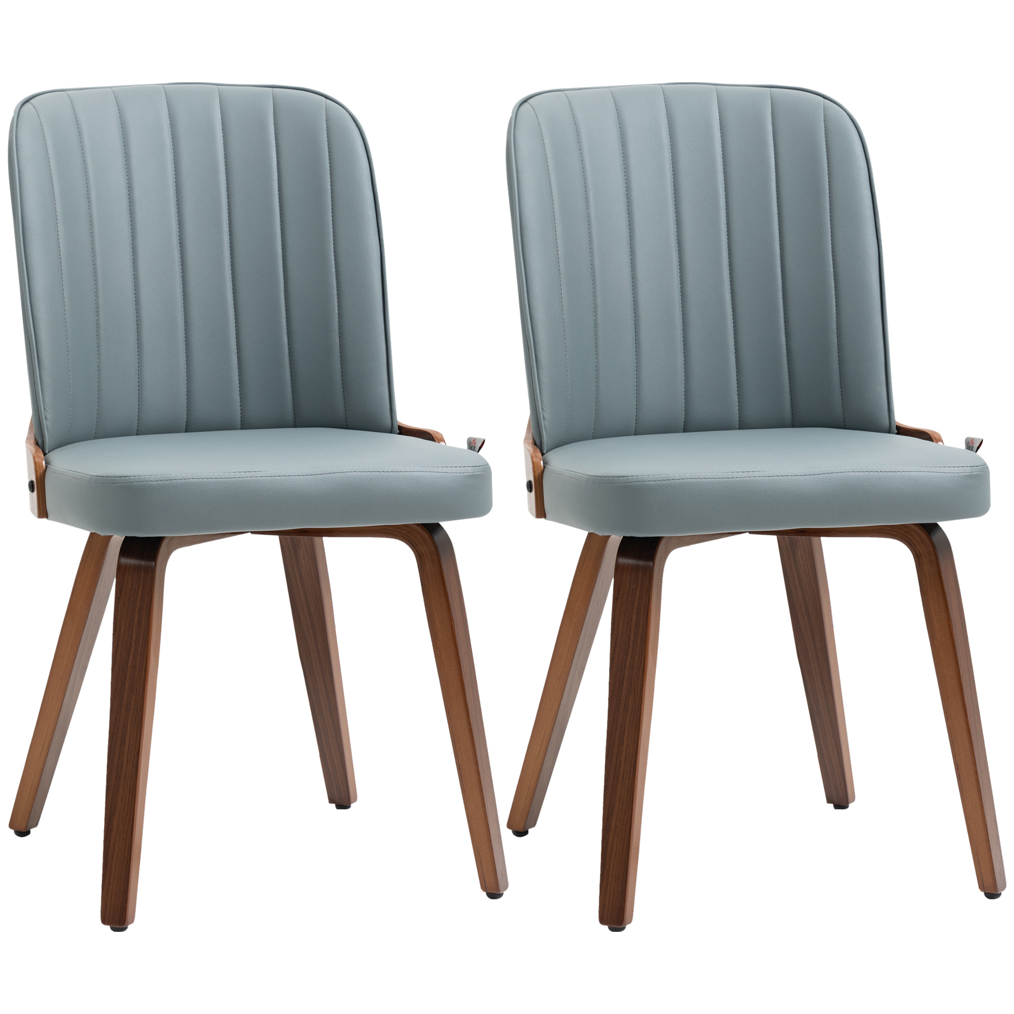 HOMCOM Juego de 2 Sillas de Comedor Modernas con Asiento Tapizado en Cuero Sintético y Patas de Madera 47,5x55x85cm Gris | Aosom España