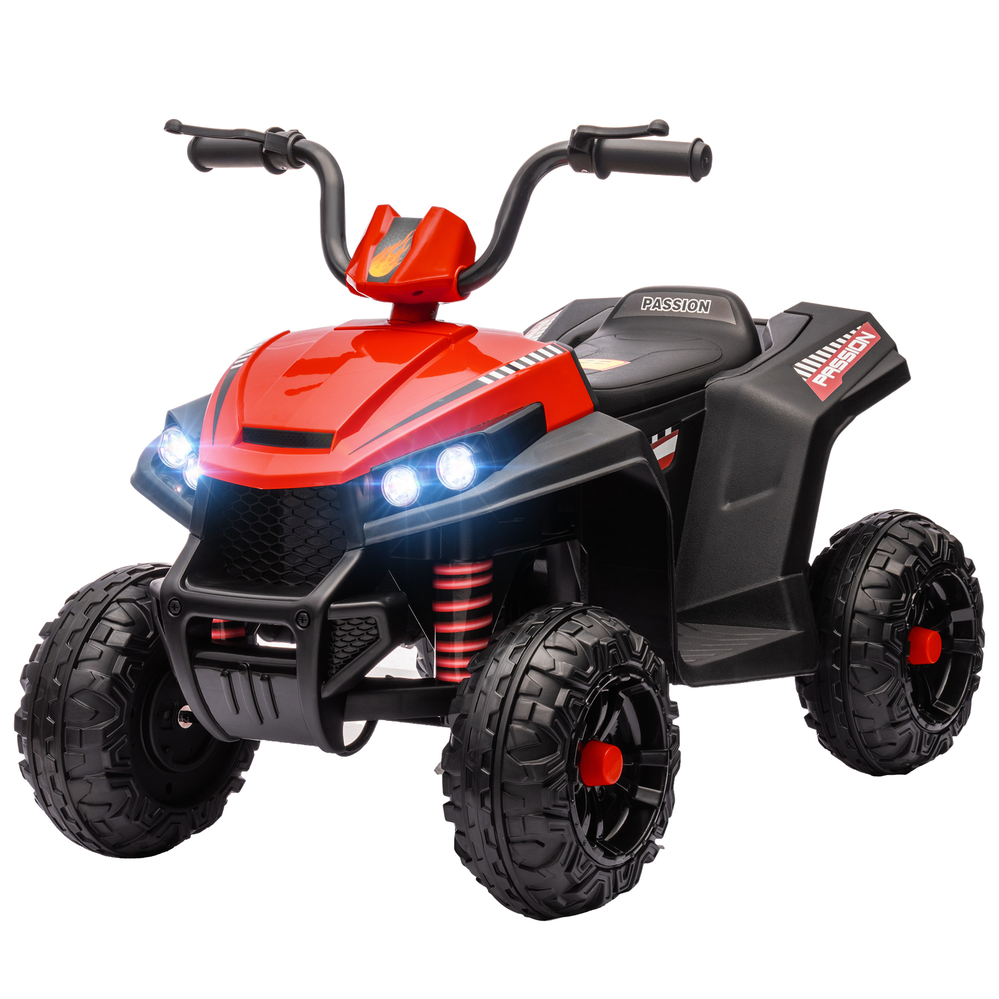 AIYAPLAY Quad Électrique pour Enfants de +3 Ans avec Batterie 12V Phares Musique Avant et Arrière Charge 30 kg Rouge