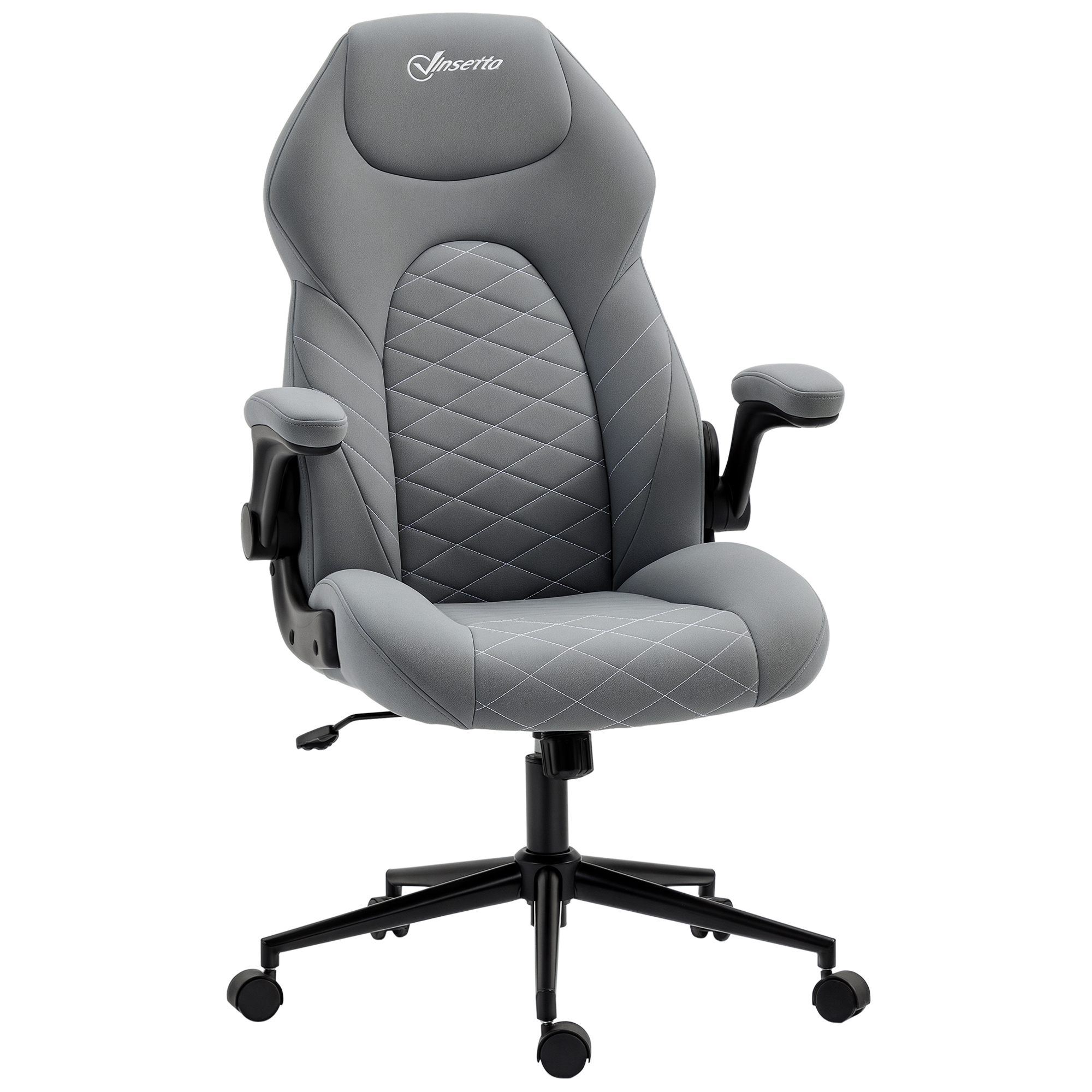 Scaun de birou ergonomic Vinsetto, înălțime reglabilă, 65.5x69.5x112-122 cm, Gri deschis | Aosom Romania