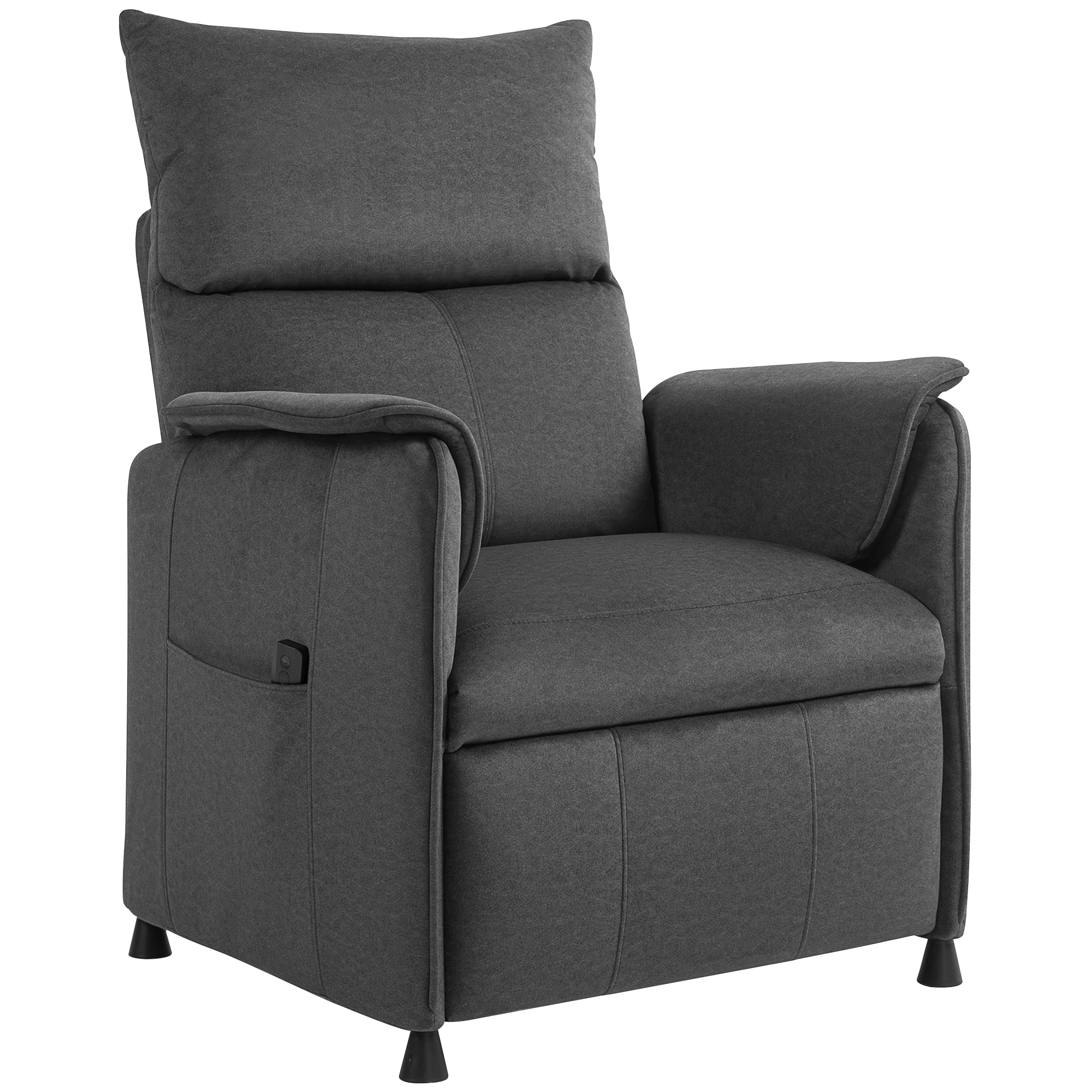 HOMCOM Fauteuil Inclinable Électrique avec Télécommande et Repose-Pieds, en Tissu Effet Velours, 80x83x104 cm, Noir