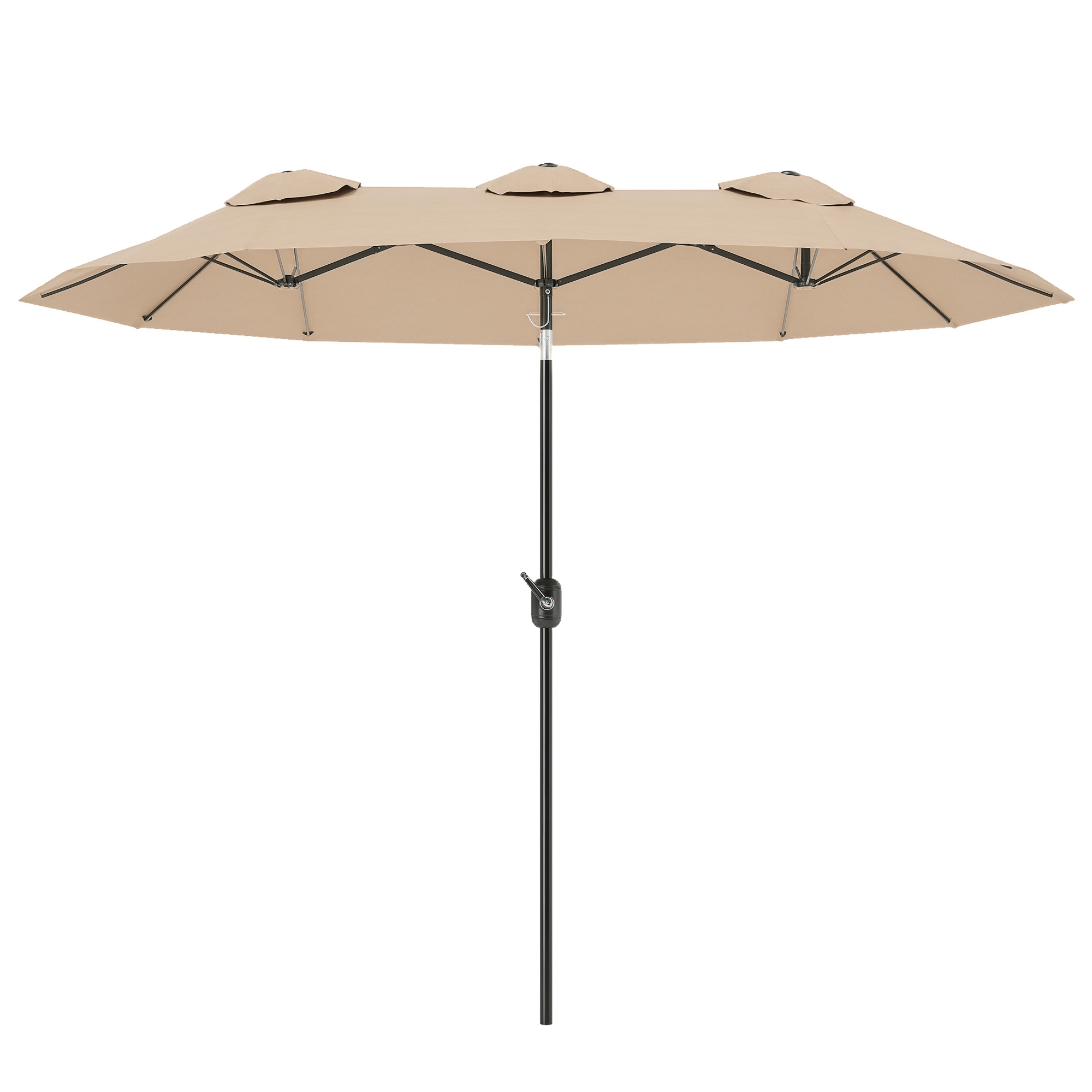 Outsunny Umbrelă de Grădină Dublă Înclinabilă la 45° cu Manivelă şi 3 Orificii de Ventilaţie, 295x152x222 cm, Cafeniu | Aosom Romania