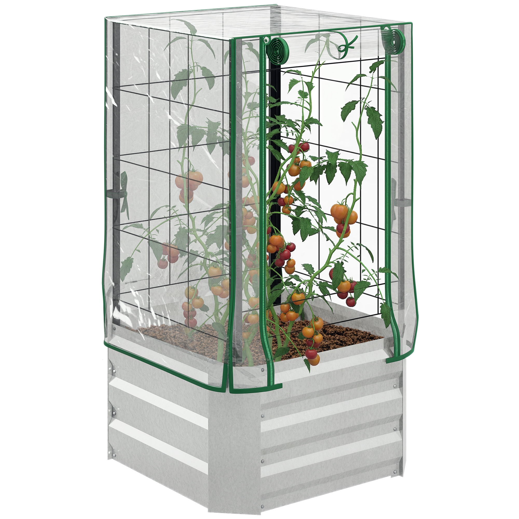 HOMCOM Hochbeet Set Pflanzkasten mit Kunststoffabdeckung und Rankgitter für Kletterpflanzen 53x53x90cm ideal für Garten und Balkon Aosom.de
