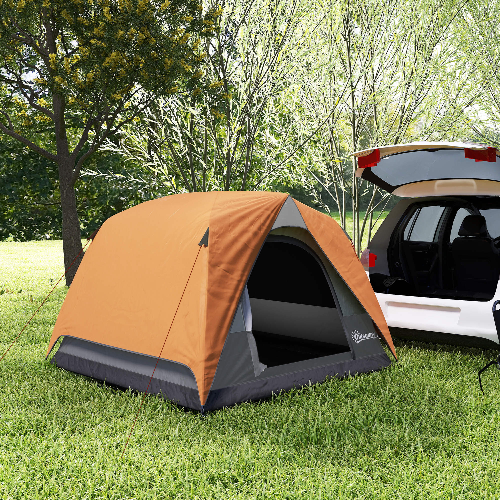 Tente De Camping, 3 Personnes Pop-Up Légère Dôme Camping Tente, 4