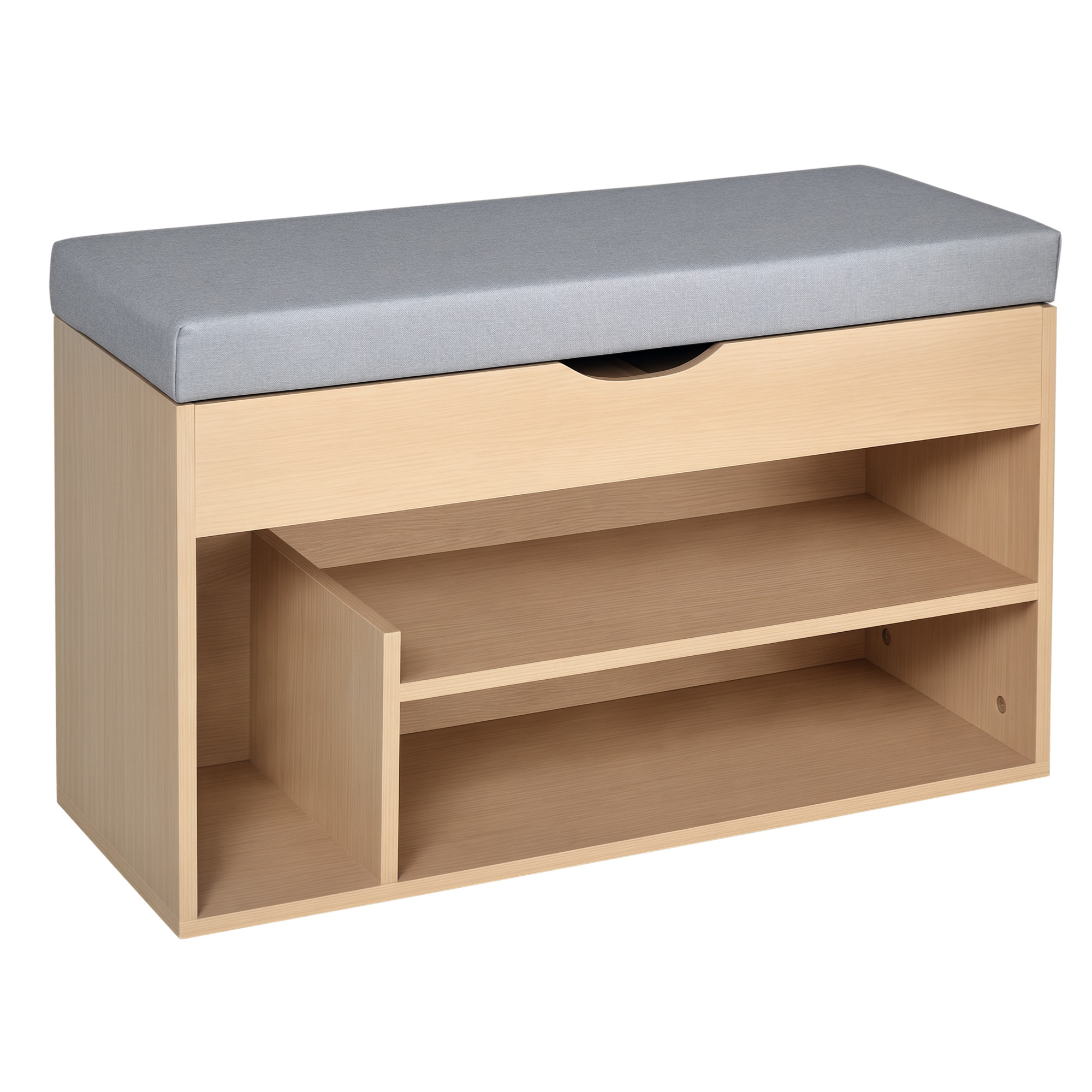 HOMCOM Banc Rangement Chaussures 2 Niveaux Coffre et Coussin Beige Gris Aosom France HOMCOM Banc Rangement Chaussures 2 Niveaux Coffre et Coussin Beige Gris Aosom France