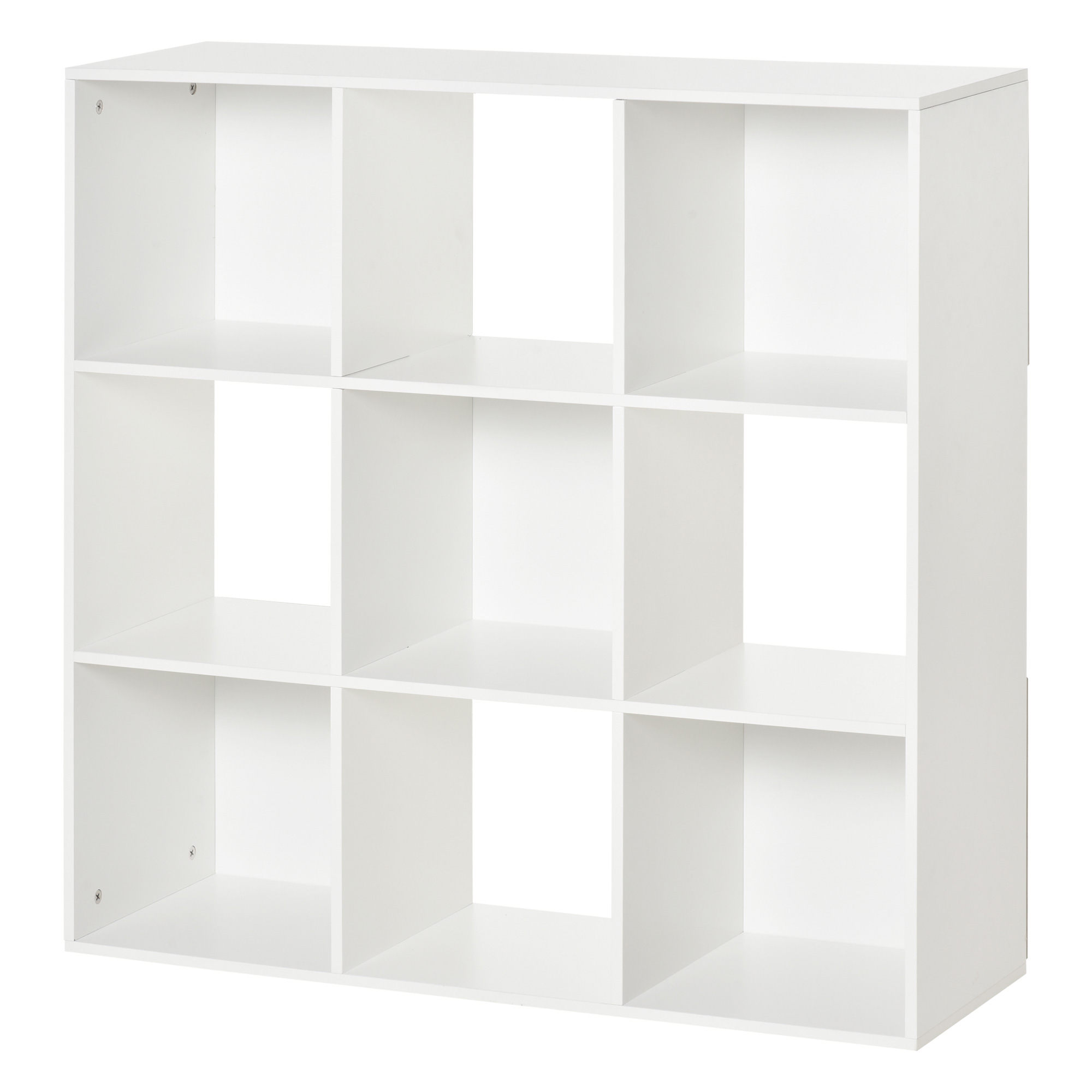 HOMCOM Bibliothèque Blanche pour Maison et Bureau, Étagère au Design Moderne avec 9 Compartiments en Bois, 91,5 x 29,5 x 91,5 cm