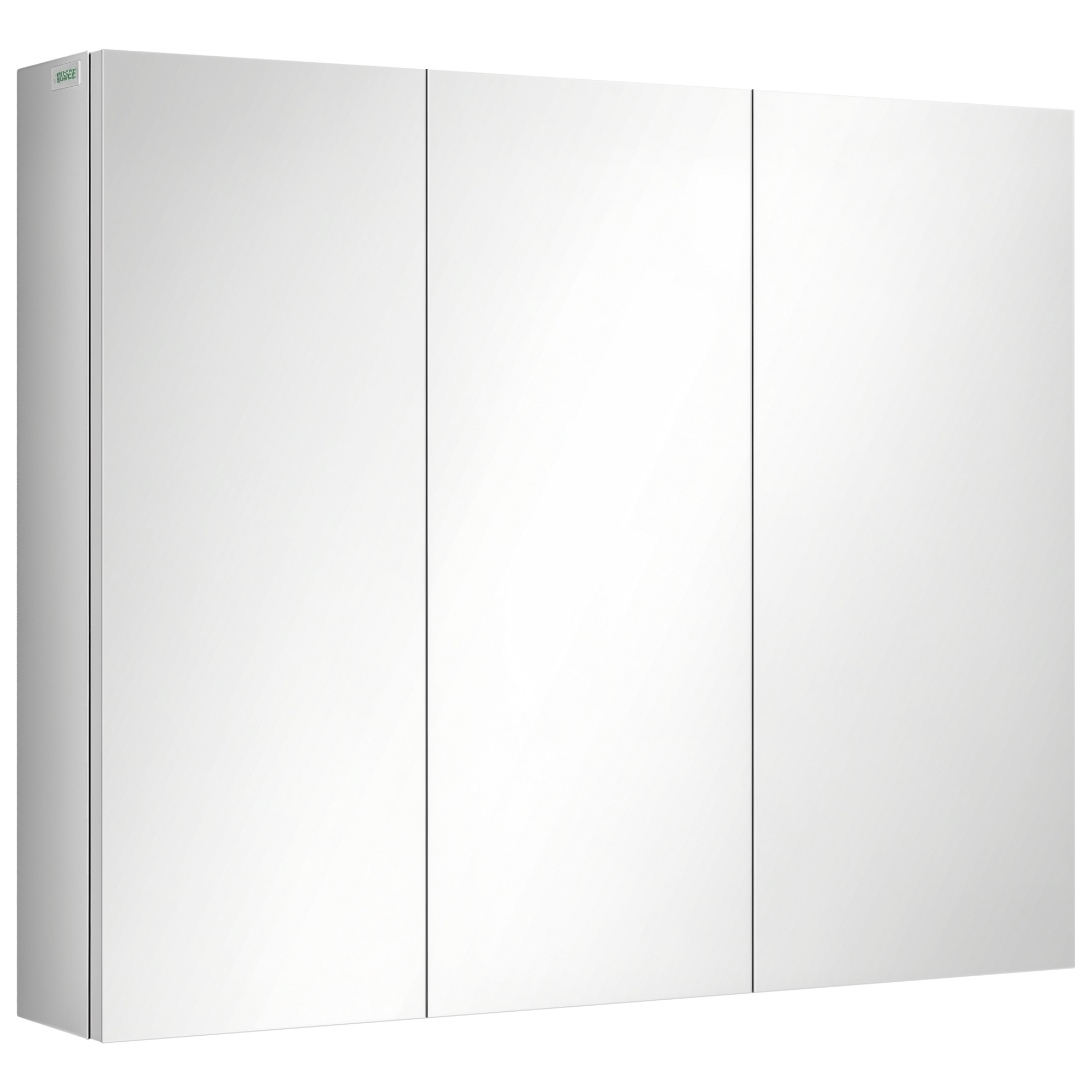 kleankin Badezimmerschrank Spiegelschrank Hängeschrank mit 3 Glastüren & 5 Ablagen, Edelstahl, Silber, 70x12x55cm Aosom