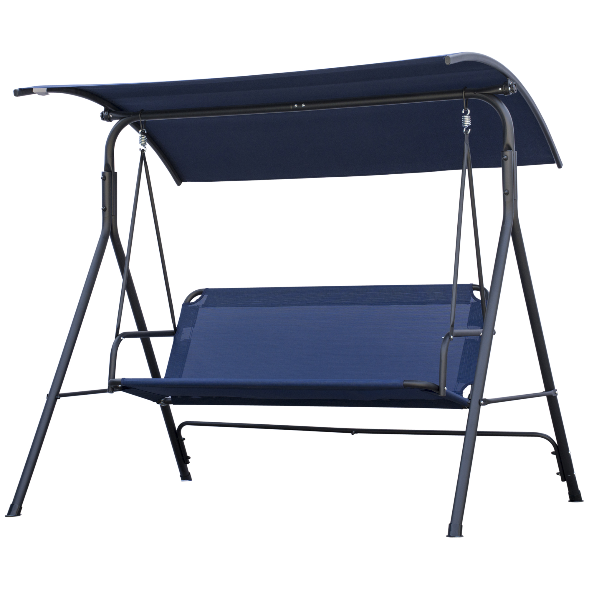 Outsunny Balancelle de Jardin 3 Places avec Auvent Ajustable, Tissu Oxford et Acier, Bleu Foncé