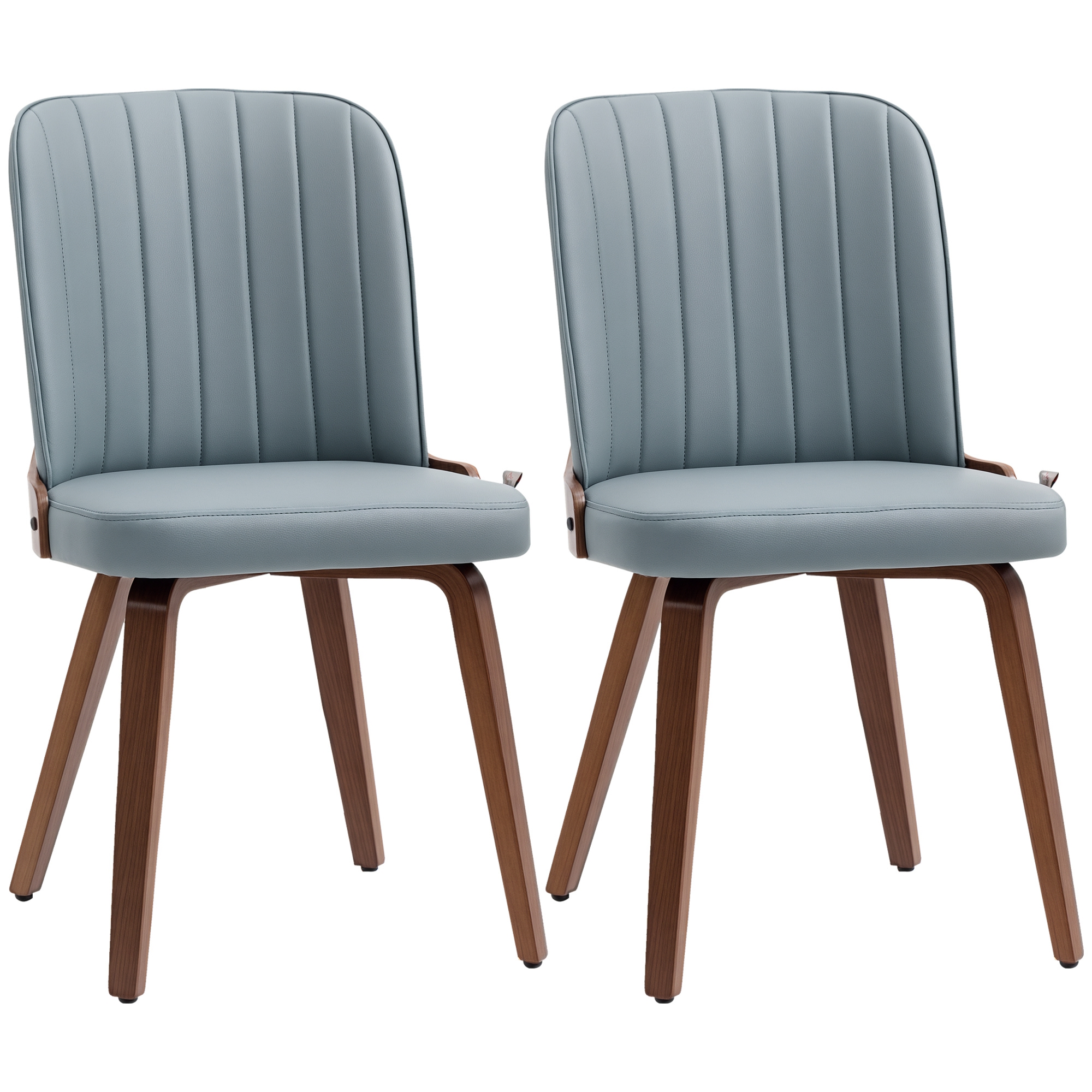 HOMCOM Juego de 2 Sillas de Comedor Modernas con Asiento Tapizado en Cuero Sintético y Patas de Madera 47,5x55x85cm Gris | Aosom España