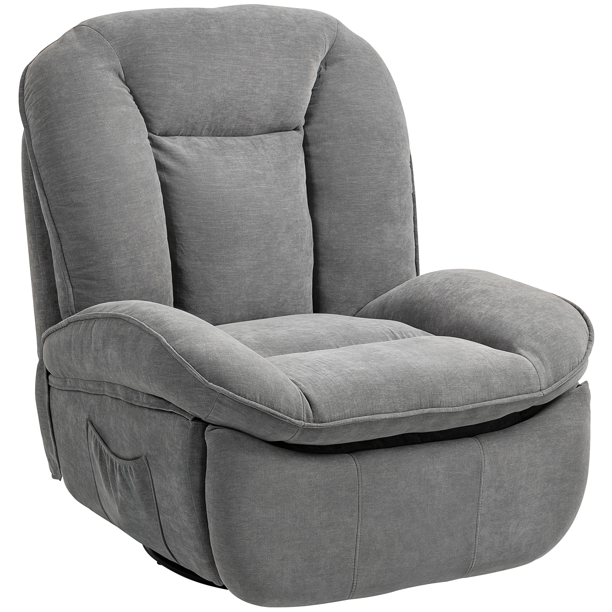 HOMCOM Relaxsessel, Fauteuil TV inclinable avec fonction de balancement, fauteuil pivotant TV avec repose-pieds, Gris
