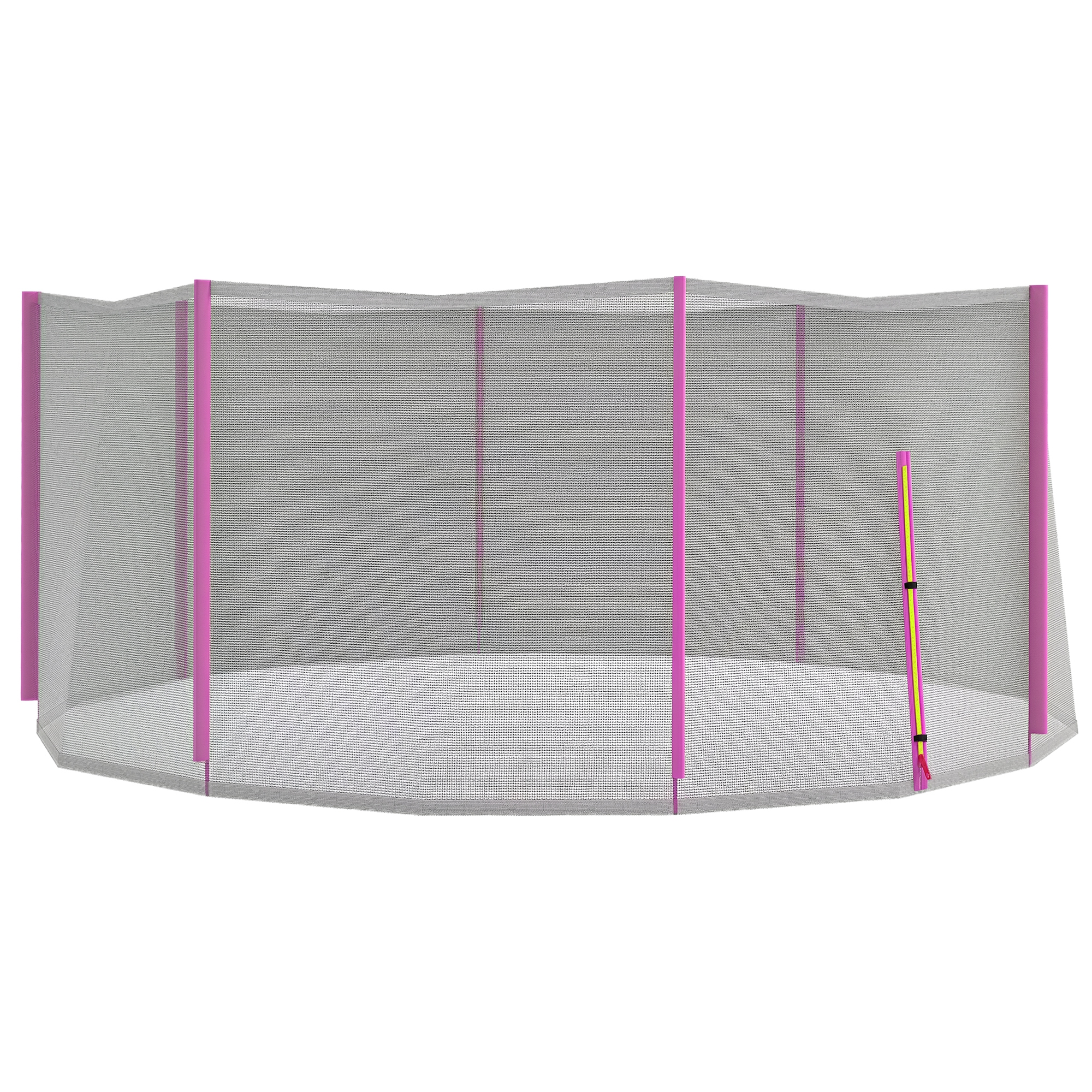 SPORTNOW Rete di Protezione per Trampolini a 6 Pali con Ingresso con Cerniera, in PE, Ø366x180 cm, Nero e Rosa Aosom