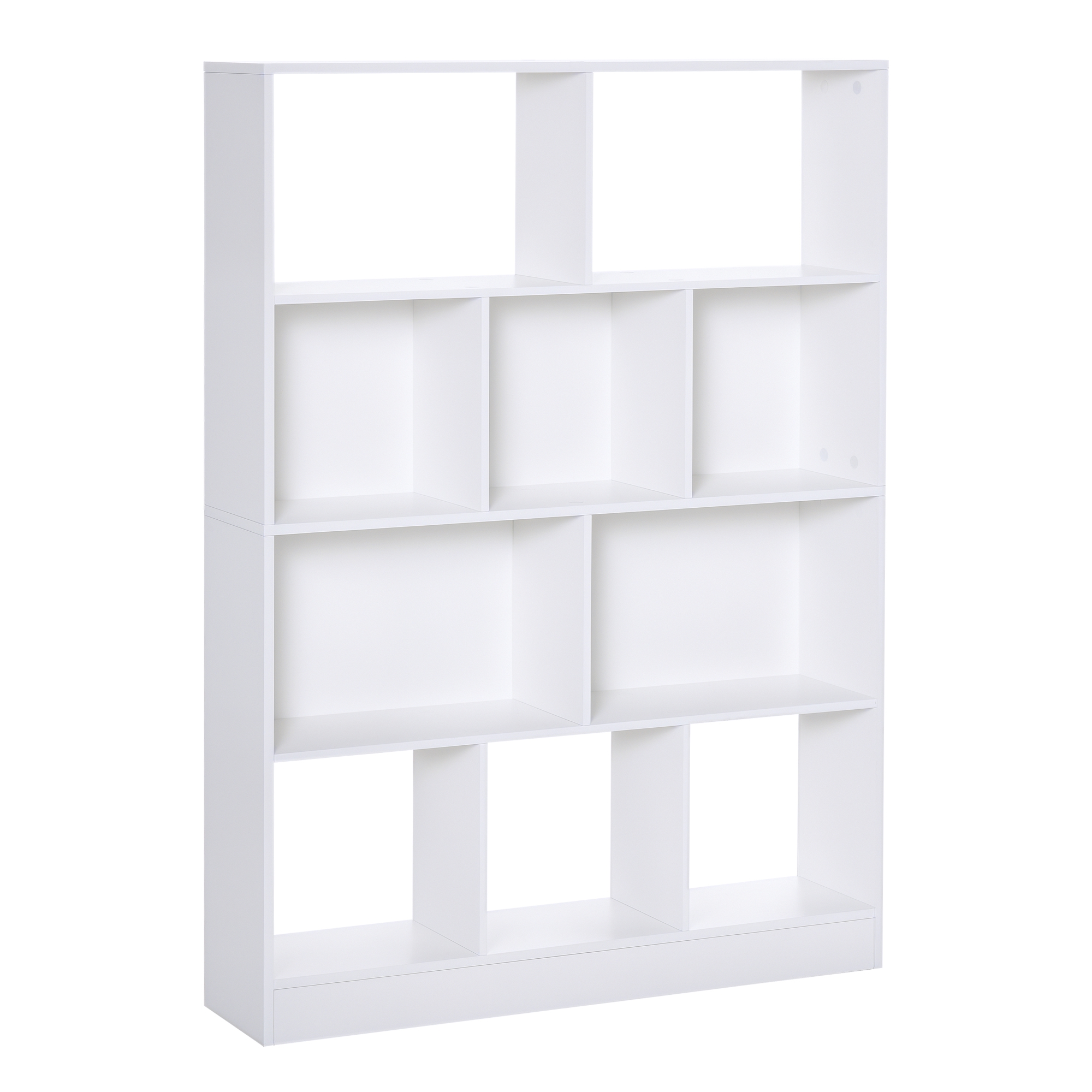 HOMCOM Estantería Librería de 4 Niveles con 10 Compartimentos para Libros Plantas Almacenaje Multiusos 100x23,8x140 cm Blanco | Aosom España