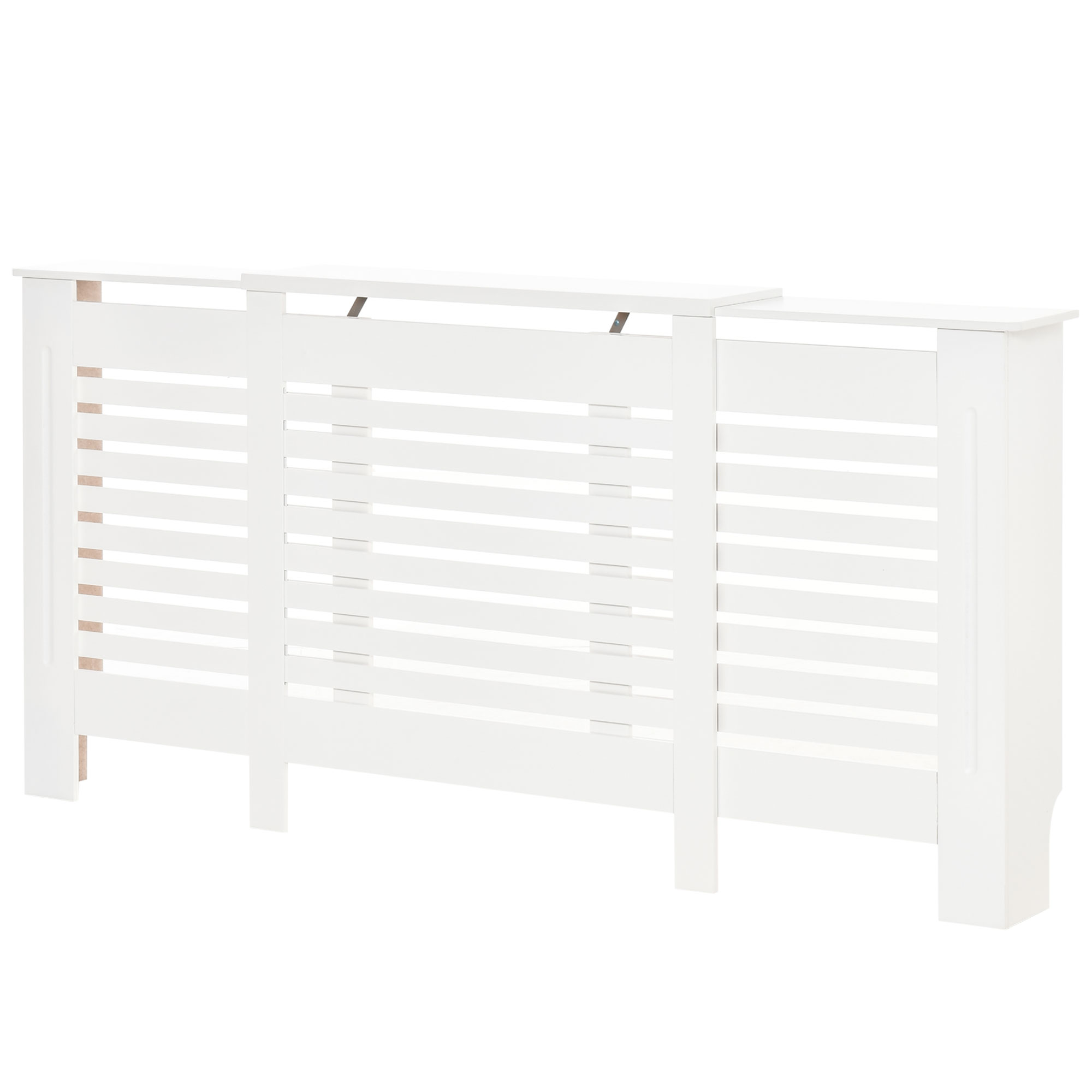 HOMCOM Cache-radiateur Mobile en MDF avec Largeur Réglable et Étagère Supérieure en Bois, 140-202x19x82,5 cm, Blanc