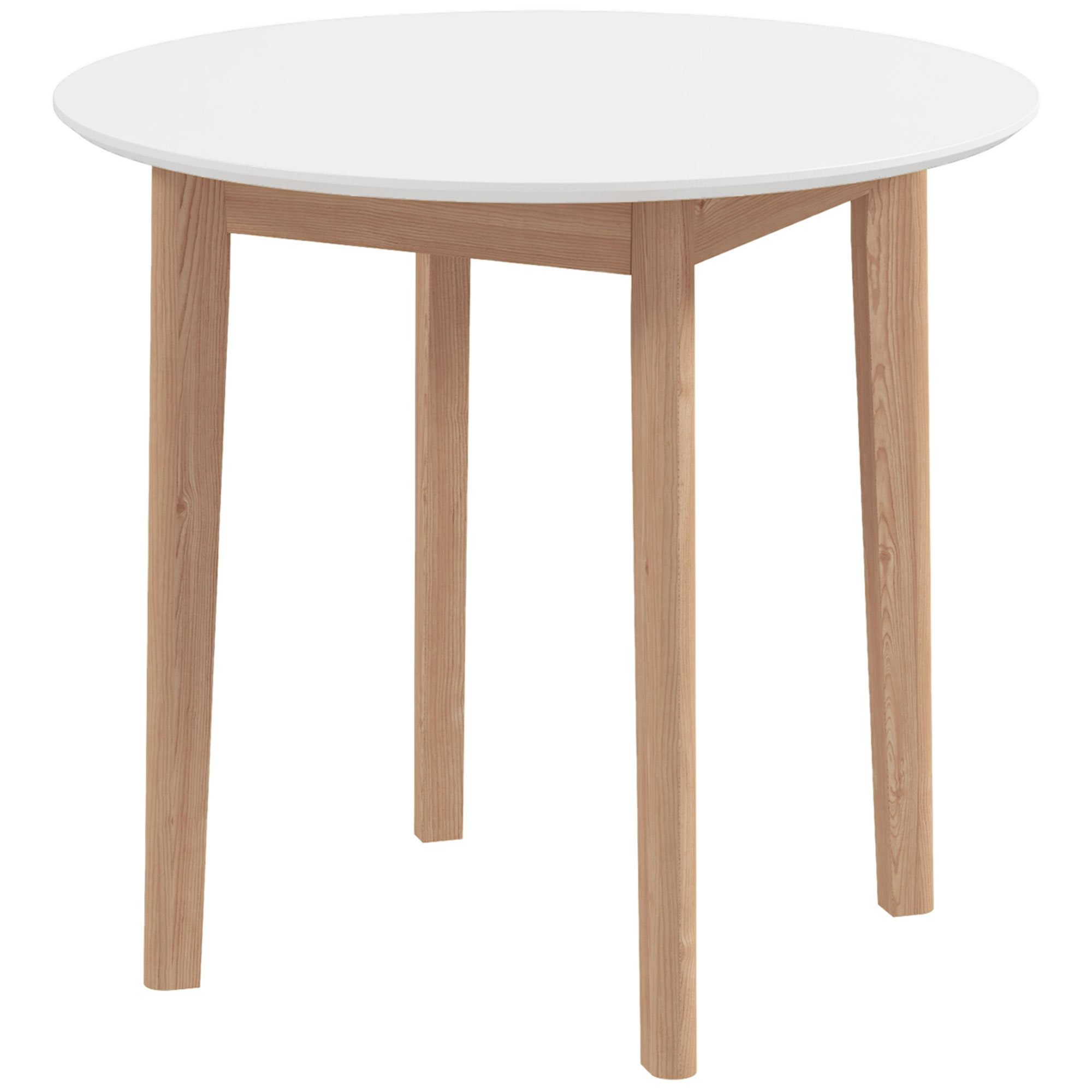 HOMCOM Table à Manger Table de Cuisine Ronde, Design Scandinave, 75 cm x 75 cm x 76 cm, Blanc + Naturel