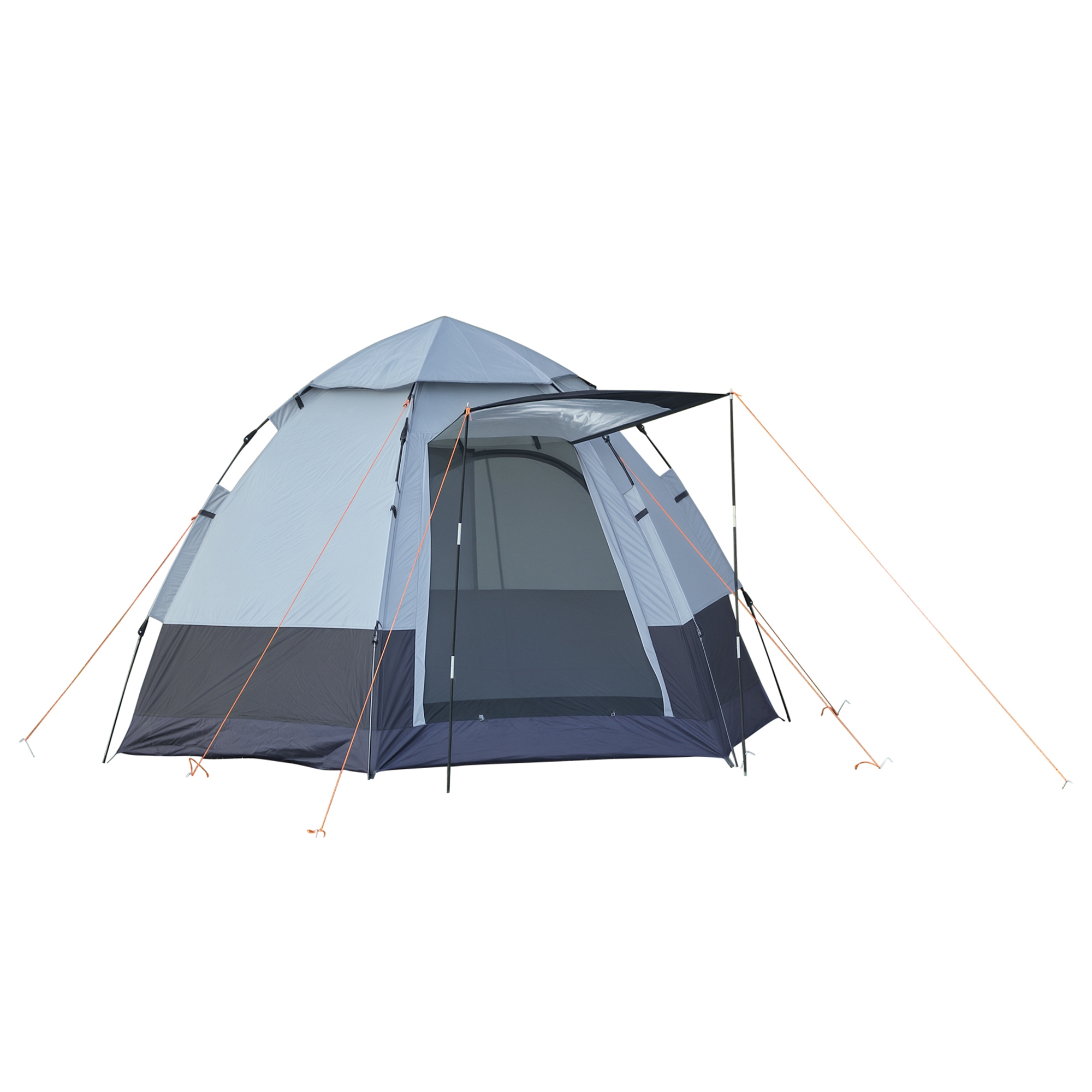 Outsunny Tenda da Campeggio 2 Posti con Apertura Automatica e Accessori, in Acciaio e Tessuto Oxford, Grigia e Nera Aosom