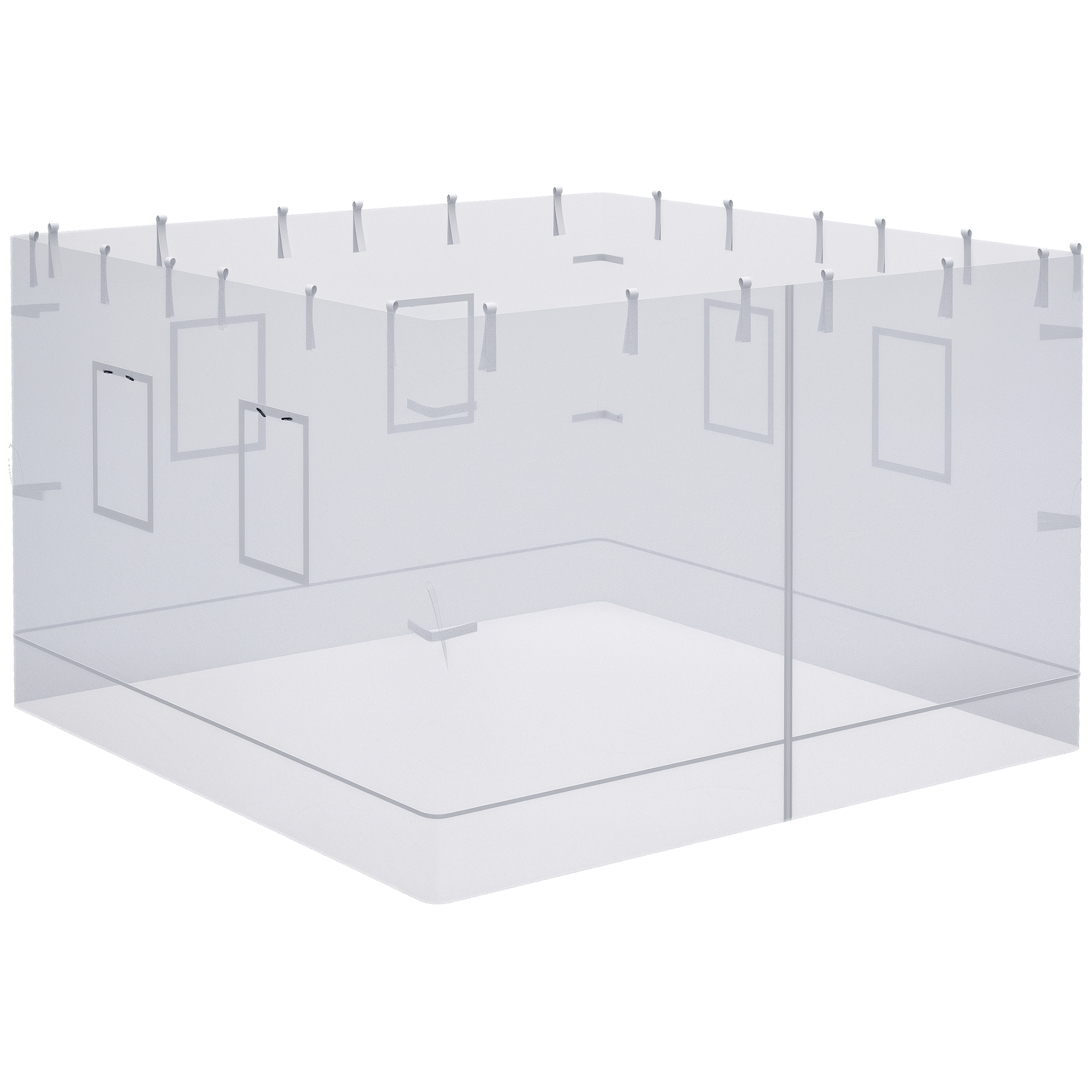 Image of Outsunny Parete per Gazebo 3x3 in Nylon, Set 3 Pezzi Zanzariera con 6 Finestre e Porta con Cerniera, 300Lx195 cm Aosom006
