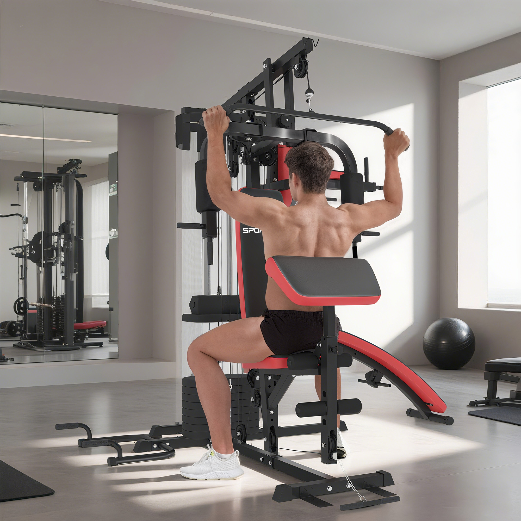 SPORTNOW Multi Gym Workout Station, Weight Machine with 65kg