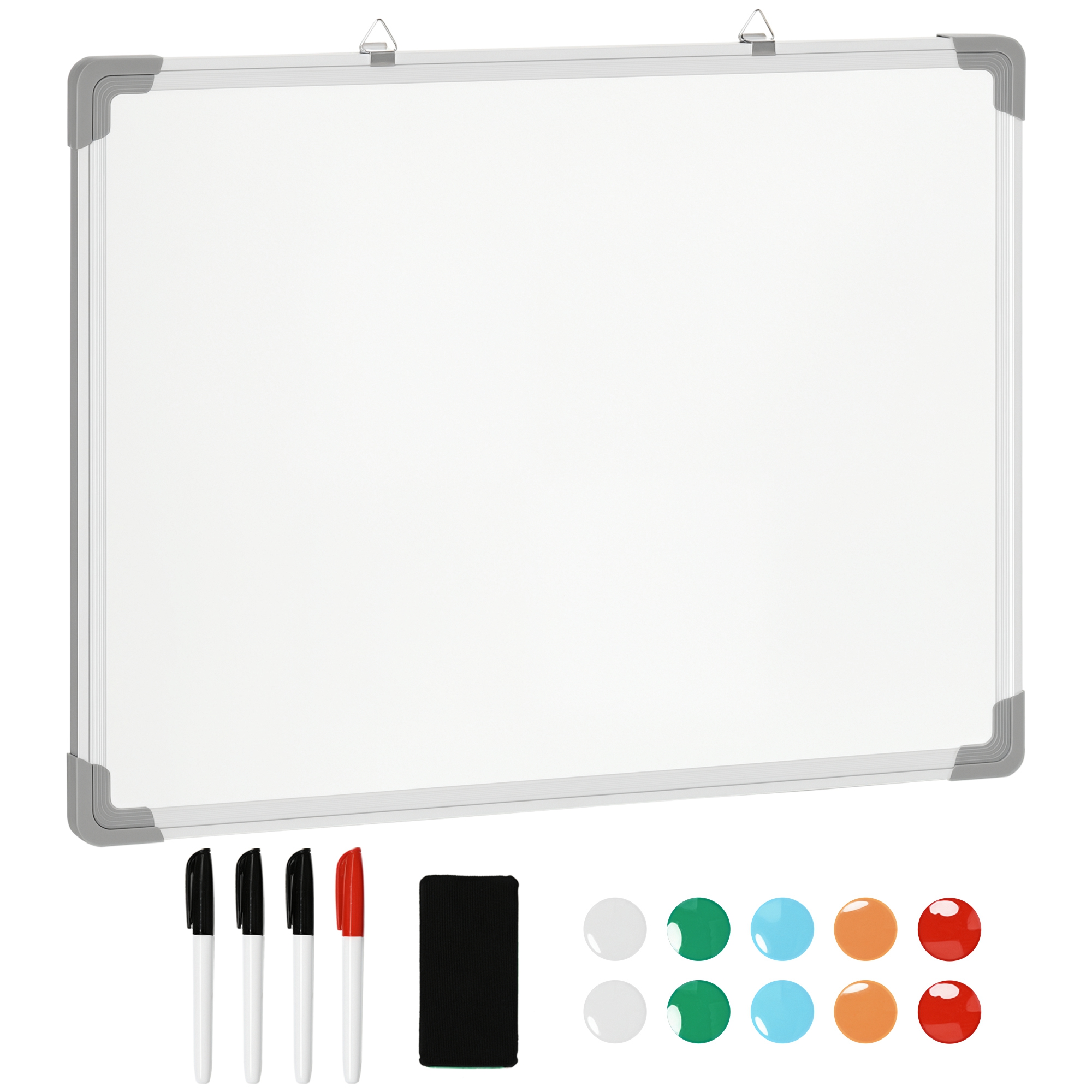 HOMCOM Whiteboard Magnetisch 60x1,8x45cm mit 4 Markern, 1 Radiergummi, 10 Magneten, Staffelei & Wandmontage Aosom.de