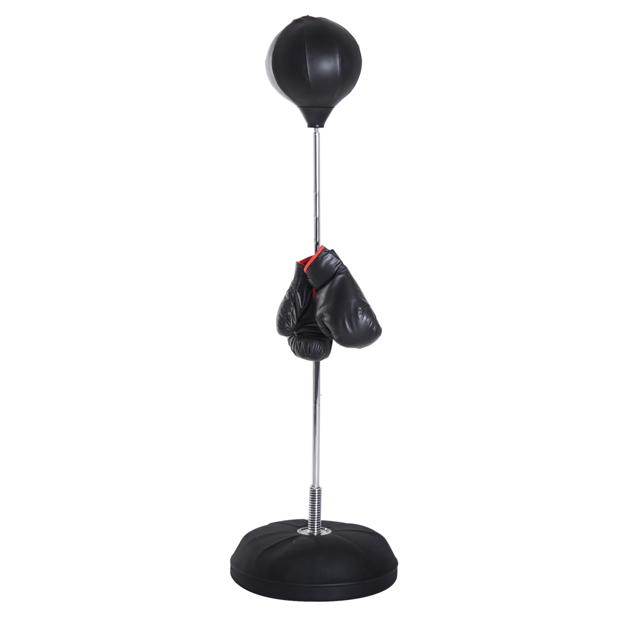 HOMCOM Sac de Box, Stand de Box cu Mănuși, Minge de Perforare, Minge de Box pentru Antrenament, 43x43x126-144 cm, Negru | Aosom Romania