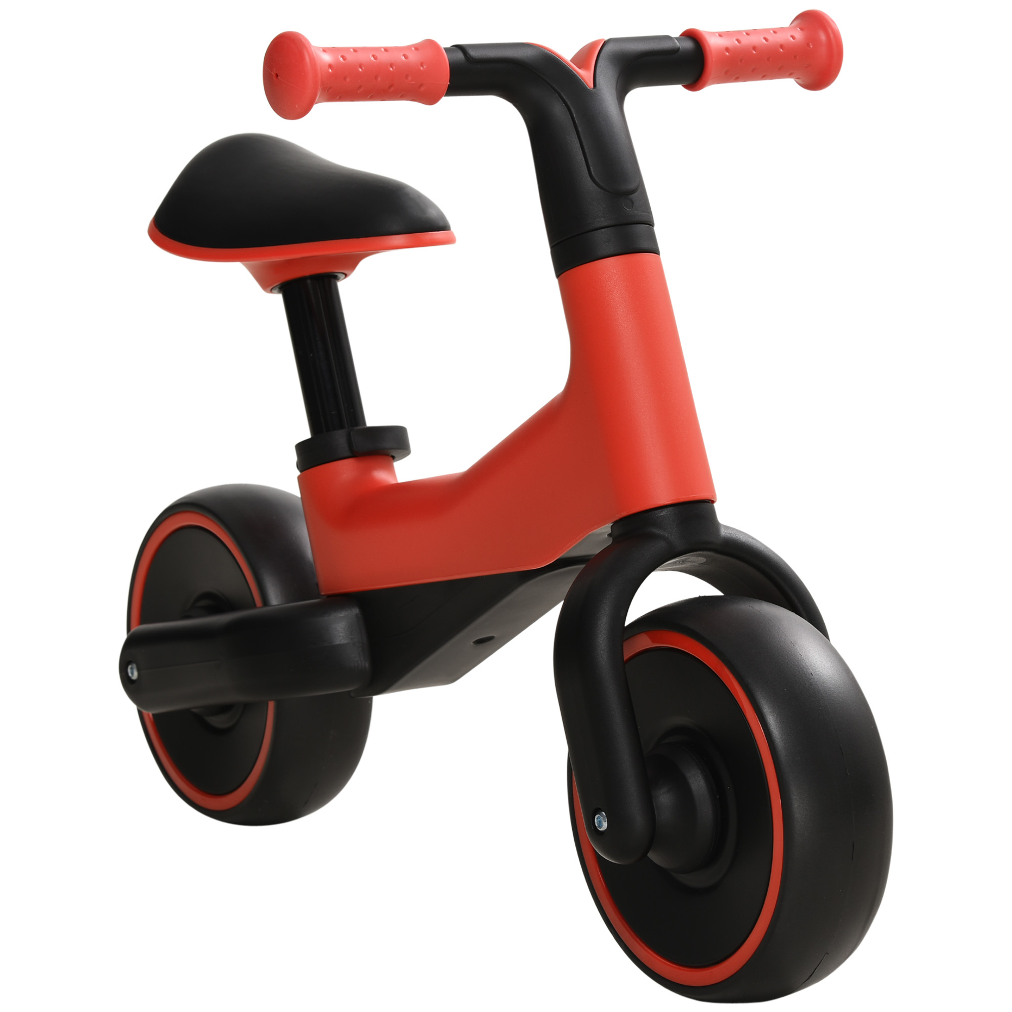 AIYAPLAY Bicicleta sin Pedales para Niños de + 18 Meses Triciclo Infantil con Sillín Ajustable en 30-36,5 cm 66,5x34x46,5 cm Rojo | Aosom España