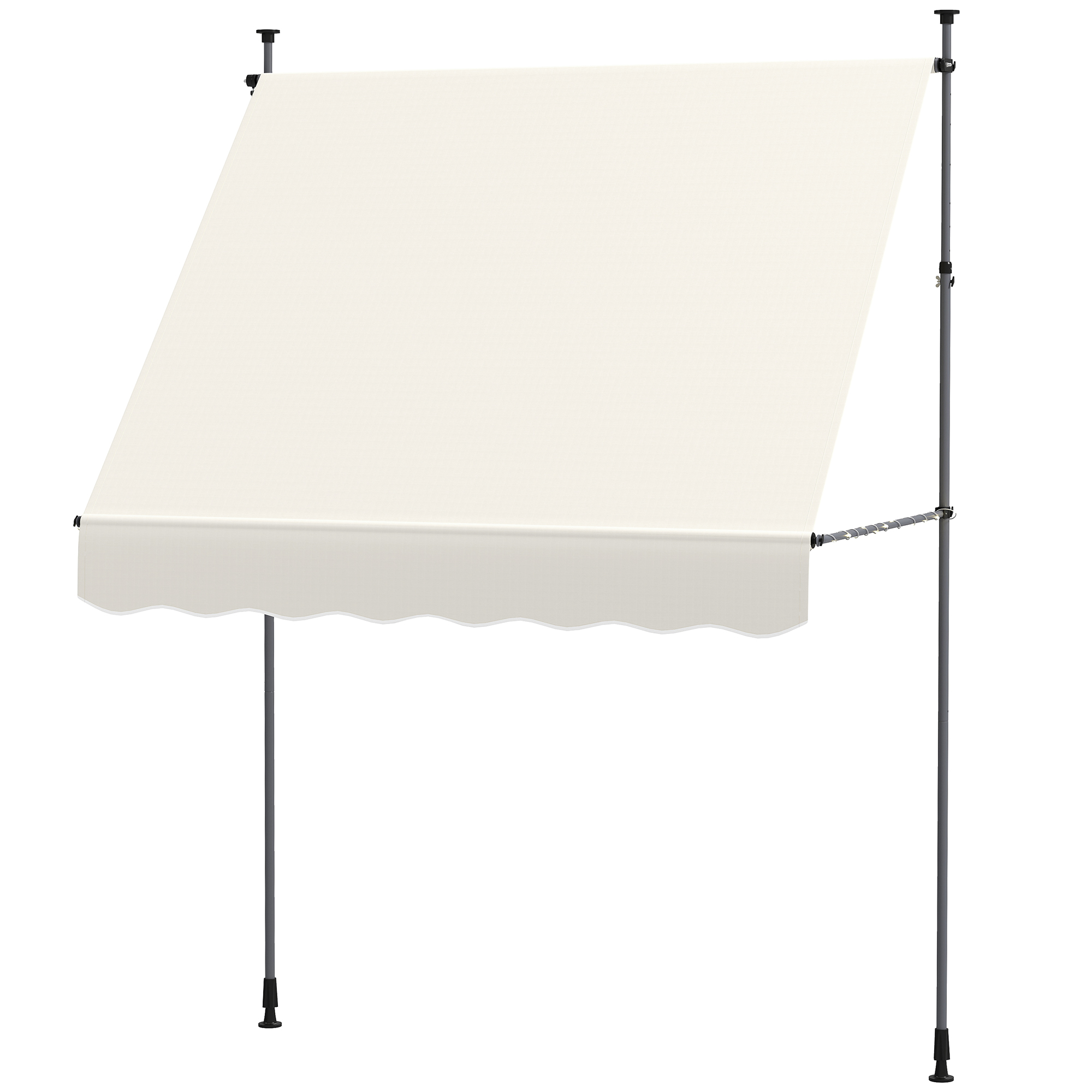 Outsunny Auvent Manuel Rétractable 200x120x210-310 cm pour Balcon et Terrasse avec Hauteur Ajustable avec Manivelle Crème