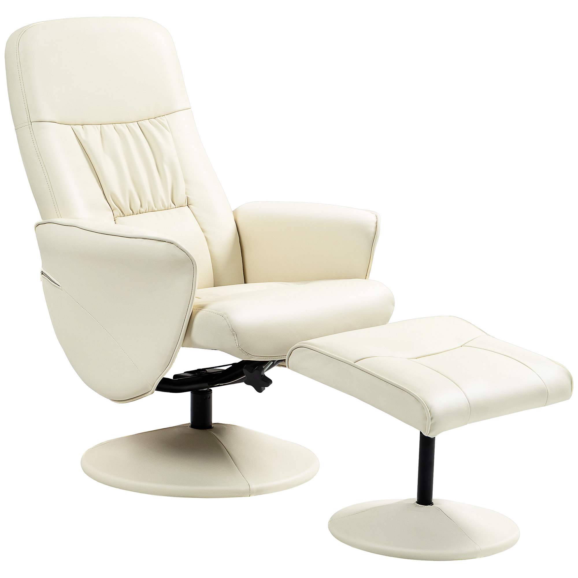 HOMCOM Sillón de Relax con Reposapiés Respaldo Reclinable hasta 145° para Salón Dormitorio Oficina 76x81x101 cm Crema