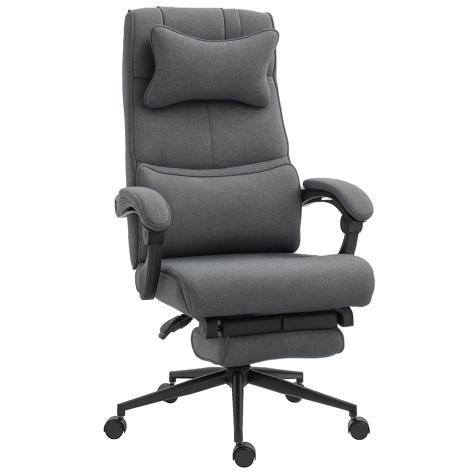 Image of Vinsetto Poltrona Ufficio ad Altezza Regolabile con Braccioli e Poggiapiedi, Sedia da Ufficio Ergonomica, 66x70x115-123cm, Grigia Aosom Italy006
