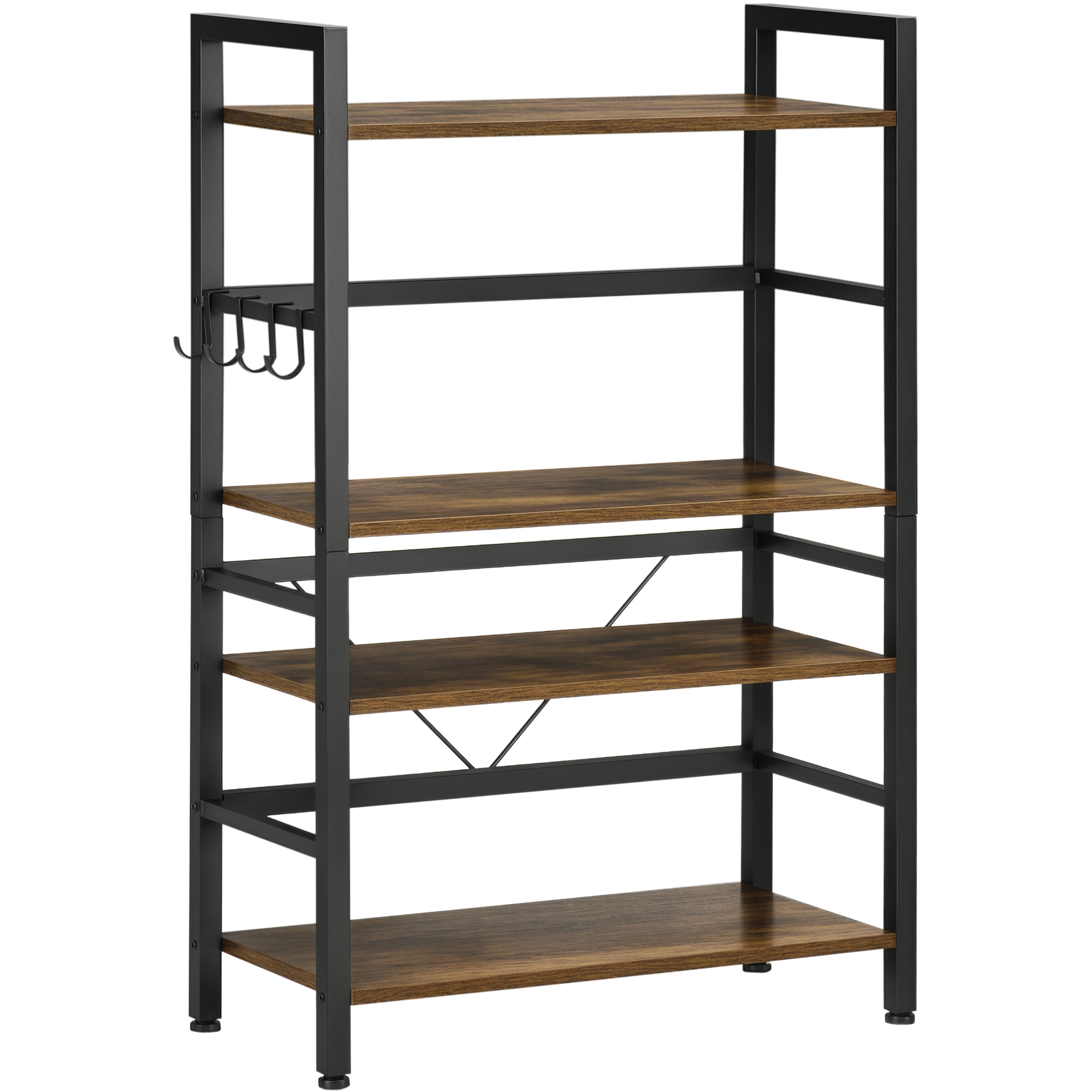 HOMCOM Küchenregal, Standregal mit 4 Haken, Industrielles Mikrowellenregal günstig online kaufen
