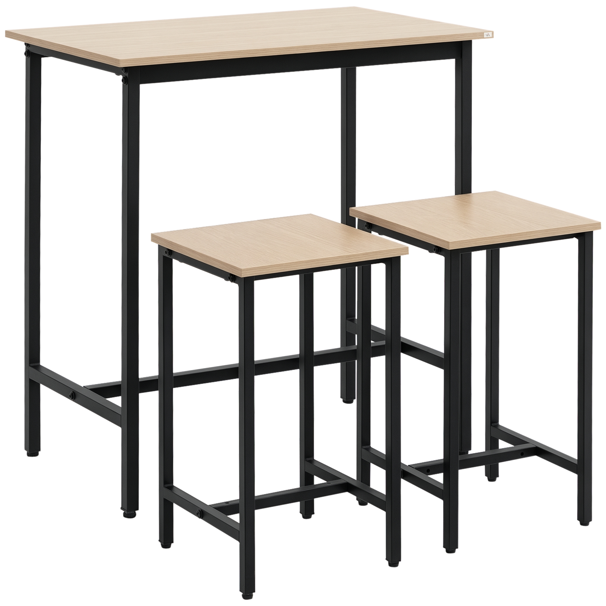 HOMCOM 3-teilige Essgruppe Esstisch Set für Balkon & Garten, Stahlrahmen & günstig online kaufen