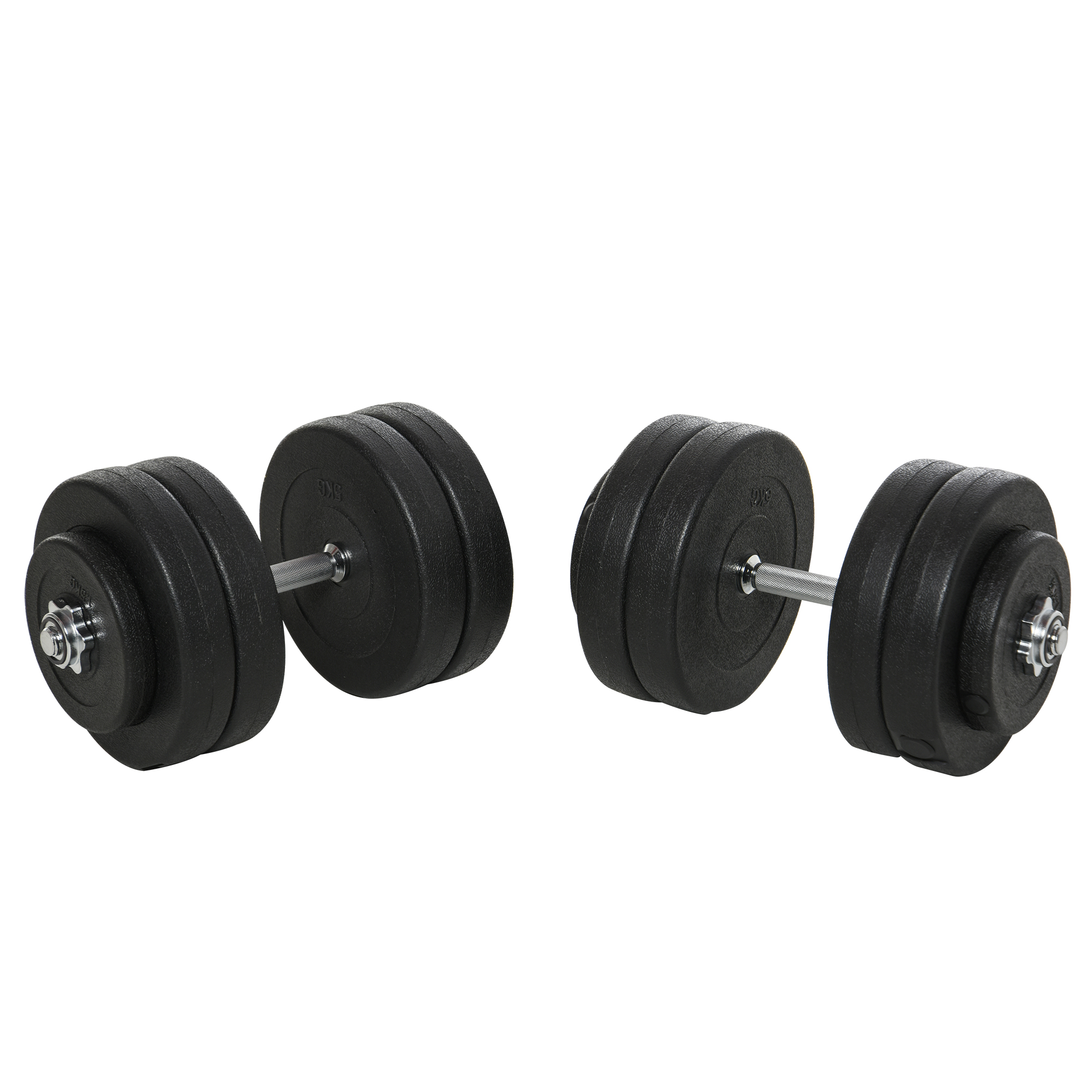 HOMCOM Ensemble d'haltères 2 x 25 kg, 2 x 6 disques d'haltères avec housse en plastique, préserve le sol, Noir