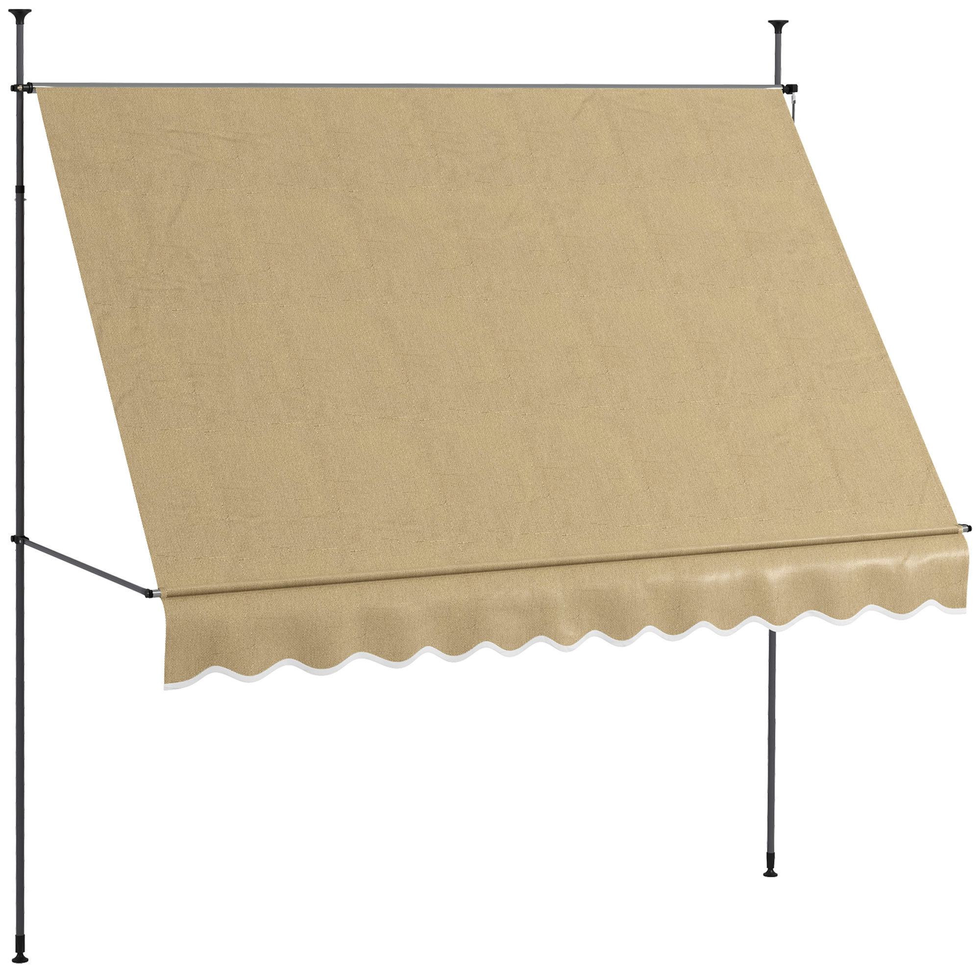 Outsunny Toldo Manual Retráctil con Manivela 300x120x210-300 cm con Altura Ajustable Impermeable y Anti-UV Beige