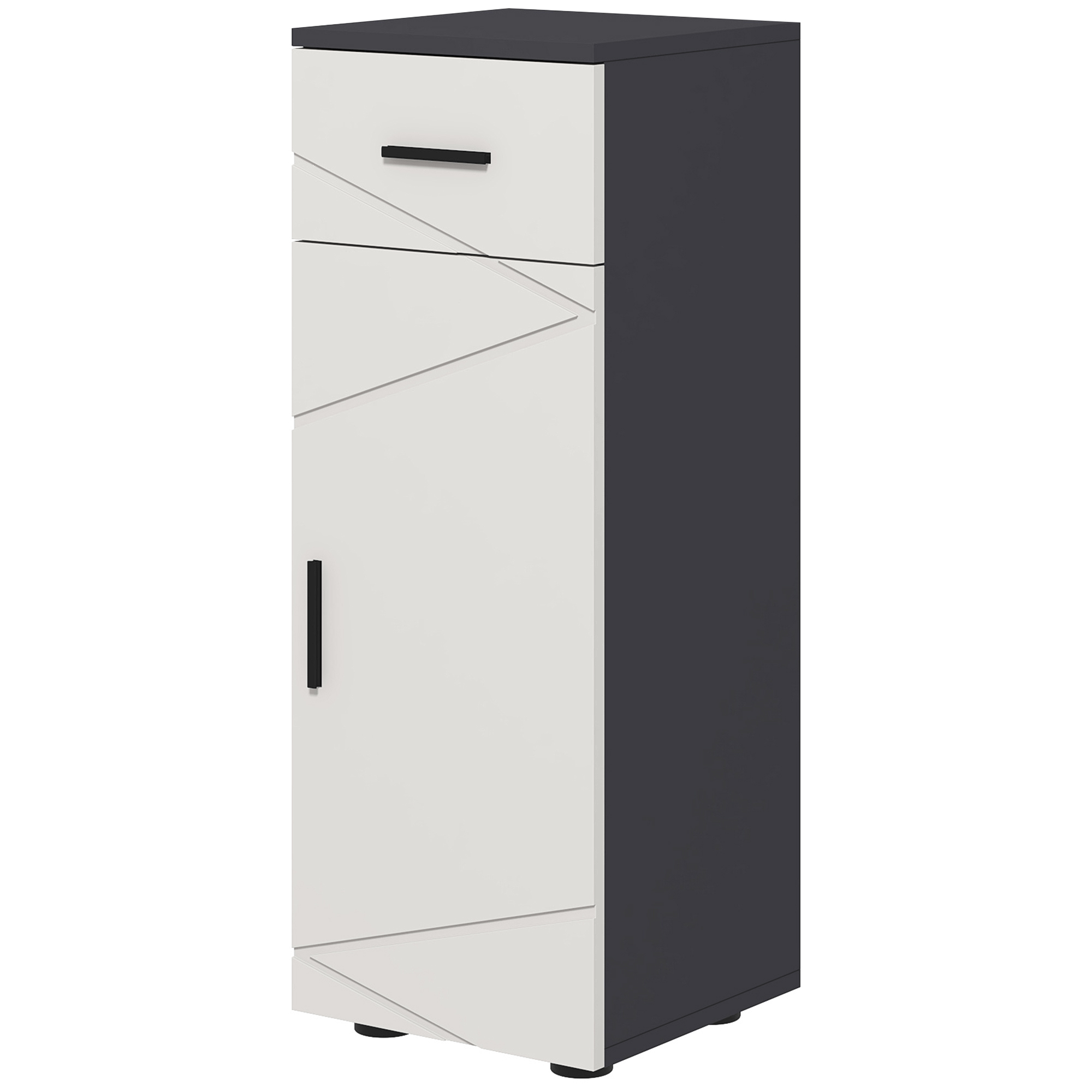 kleankin Meuble de Salle de Bain en Mélaminé avec Tiroir et Armoire à 2 Niveaux Réglables, 30x30x82 cm, Gris