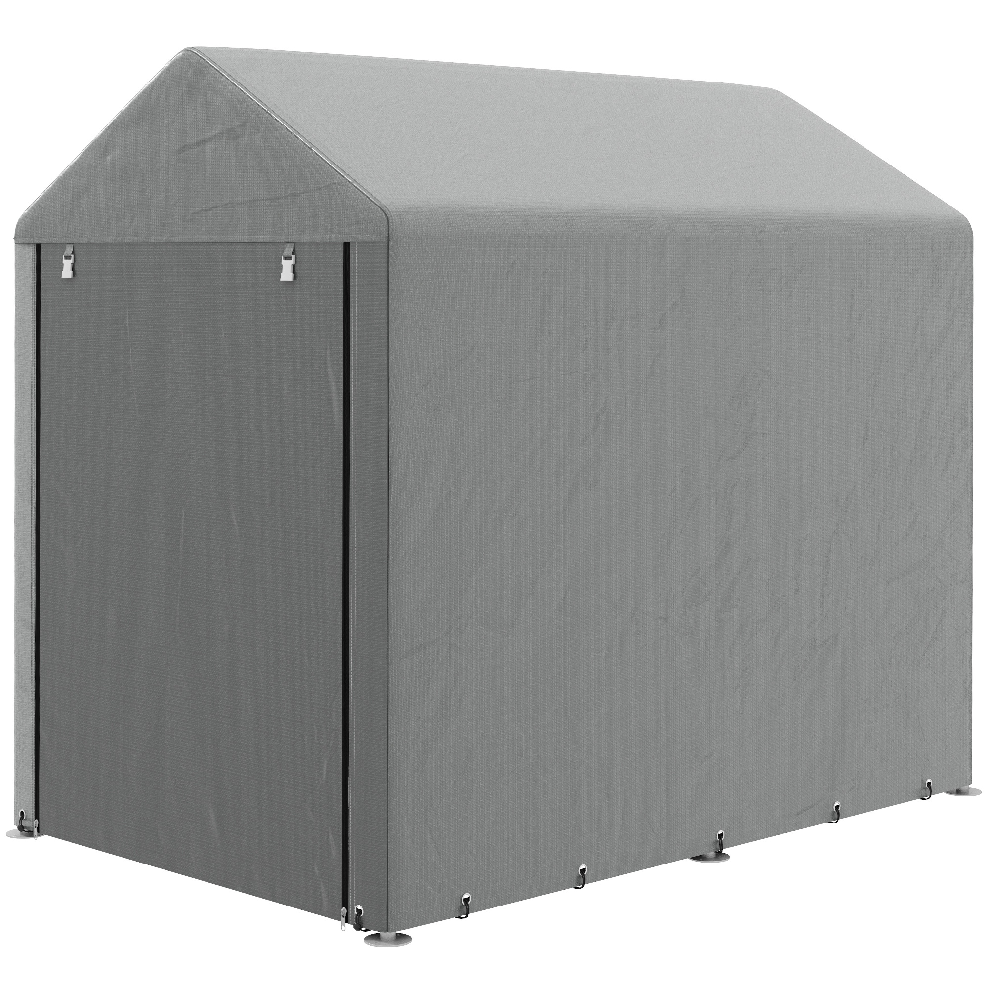 Outsunny Abri à Outils Garage avec Couverture Anti UV et Armature en Métal, 120x179x165cm, Gris clair