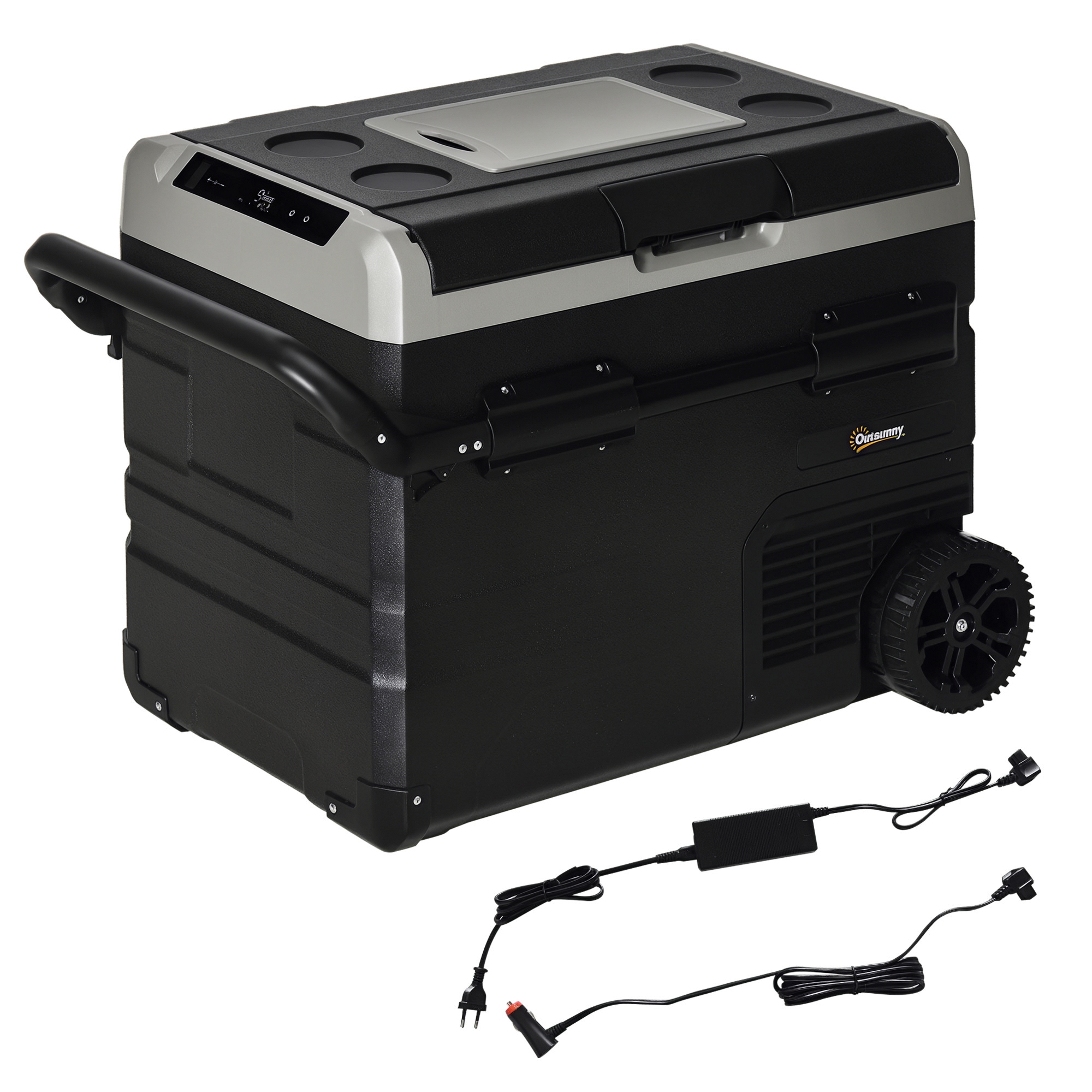 Outsunny Nevera Portátil 60L Nevera para Coche CC 12V/24V hasta -20℃ con Pantalla LED Táctil 71,1x46x57,1 cm Negro | Aosom España