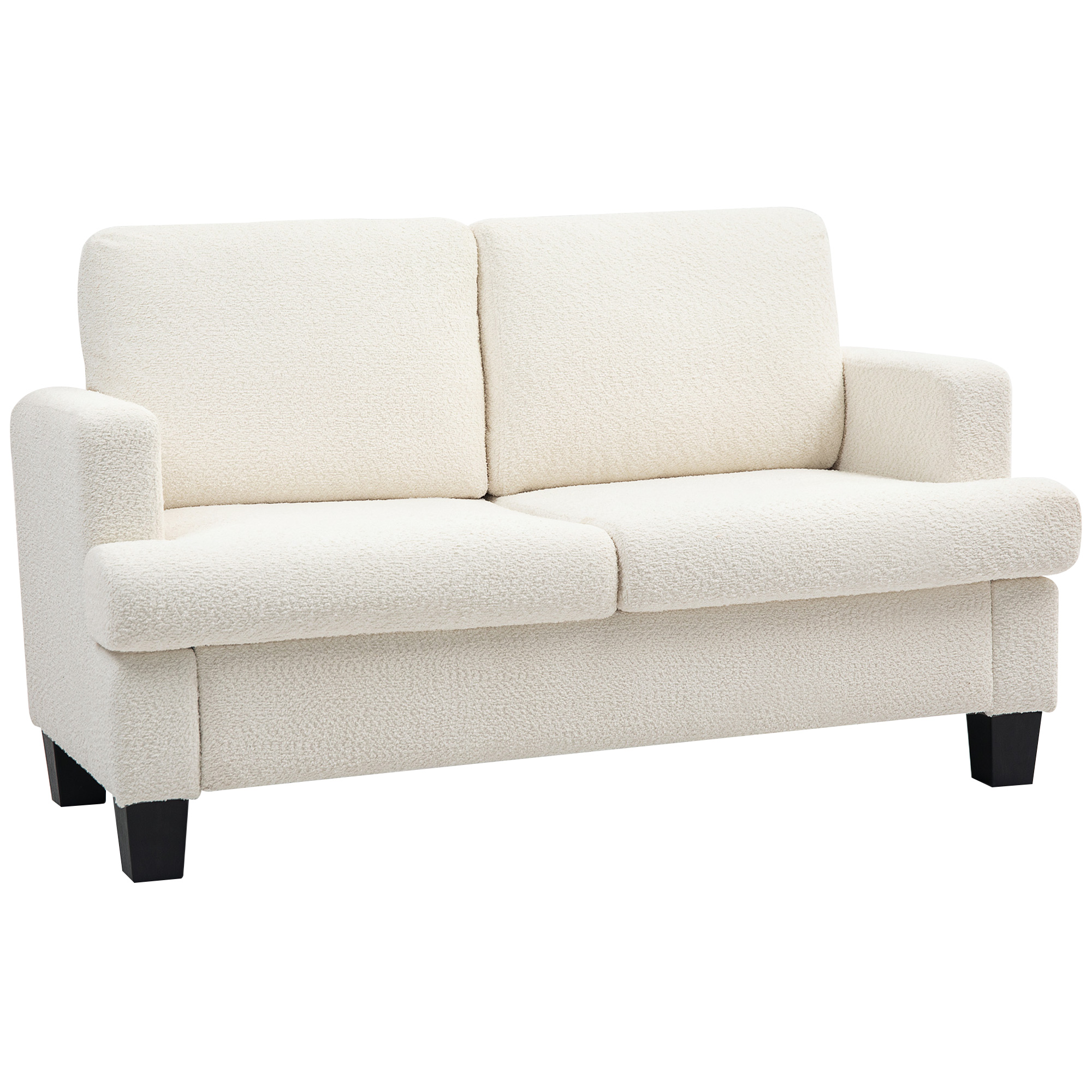 HOMCOM Canapé 2 Places Moderne en Velours Côtelé avec Coussins Amovibles et Lavables, 138x70x80 cm, Blanc Crème