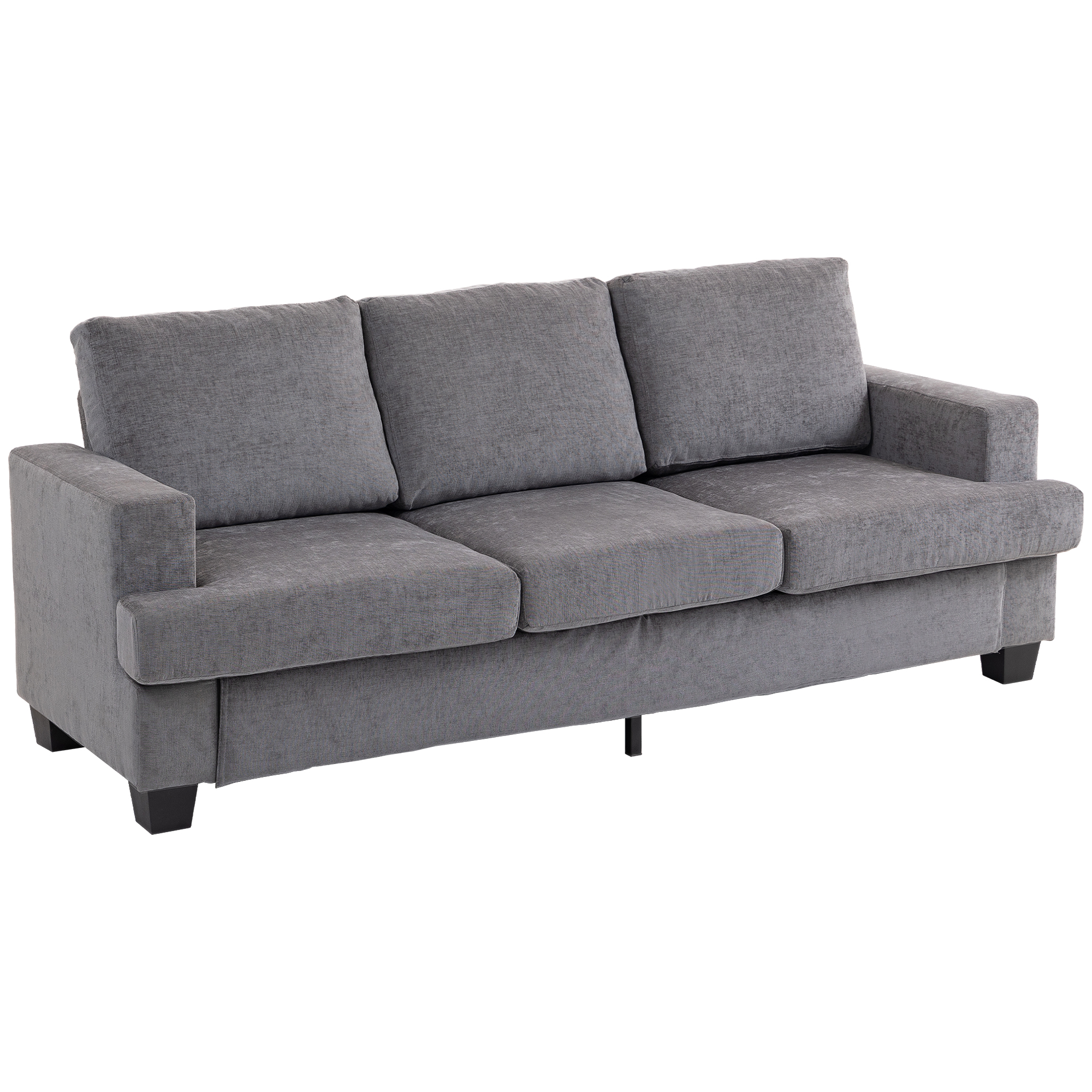 HOMCOM Canapé 3 places, Canapé de salon pour 3 personnes, revêtement en tissu, cadre en acier, canapé rembourré, Gris