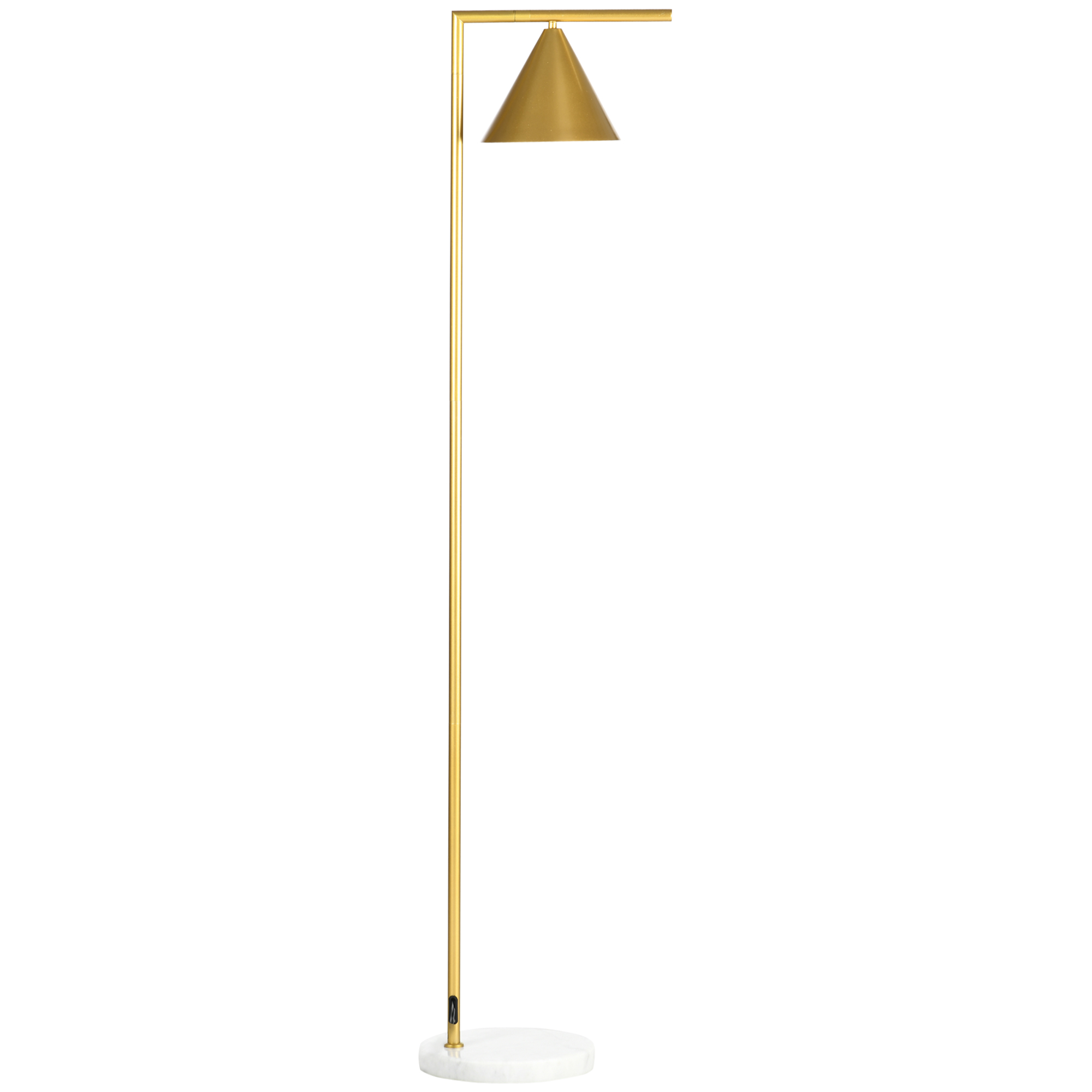 HOMCOM Lampadaire Design Acier Abat-Jour Orientable Base Marbre Doré 40W   Aosom France