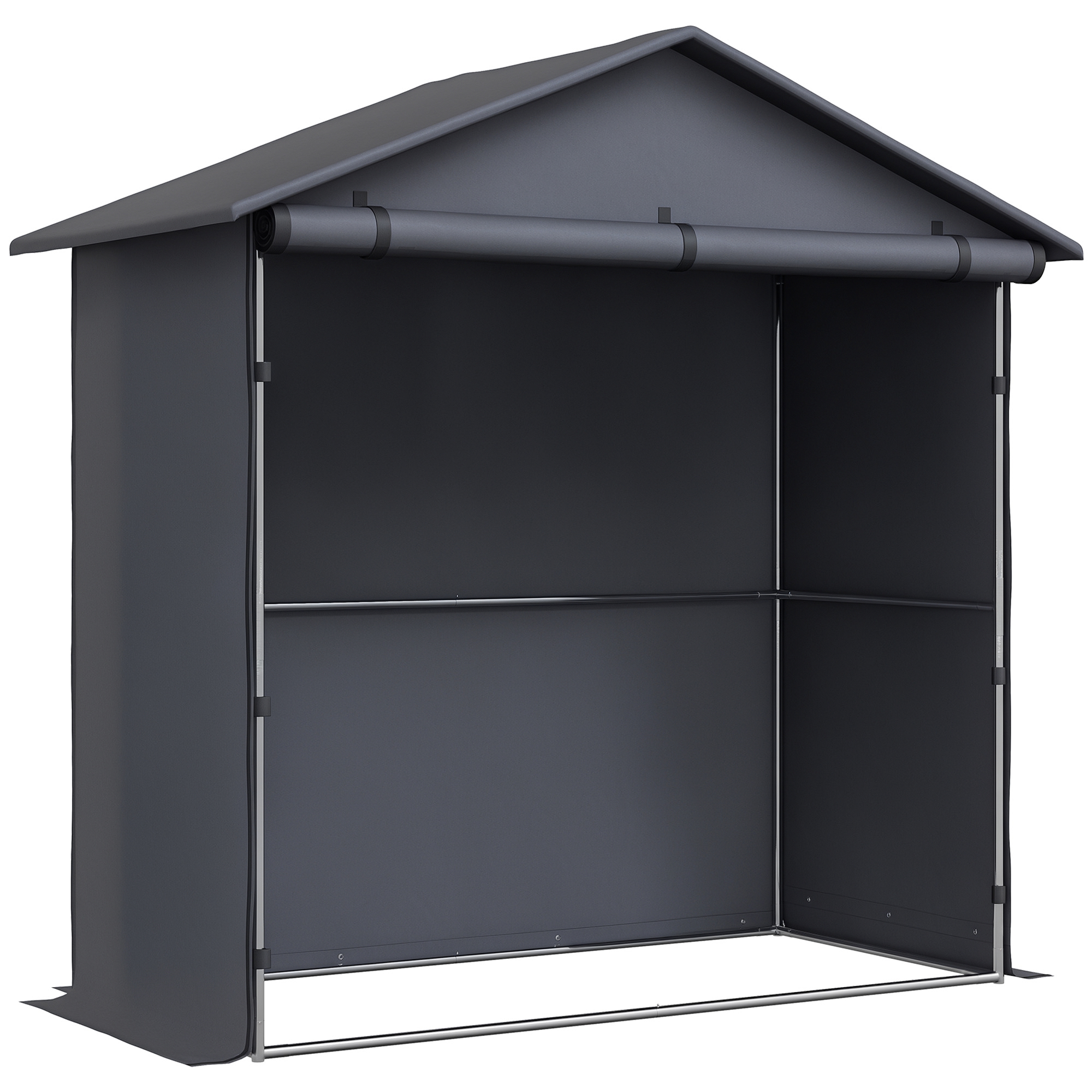 Outsunny Cort Garaj cu Intrare Rulabilă, Corzi și Țăruși, 1.1x2 m, Gri Închis | Aosom Romania